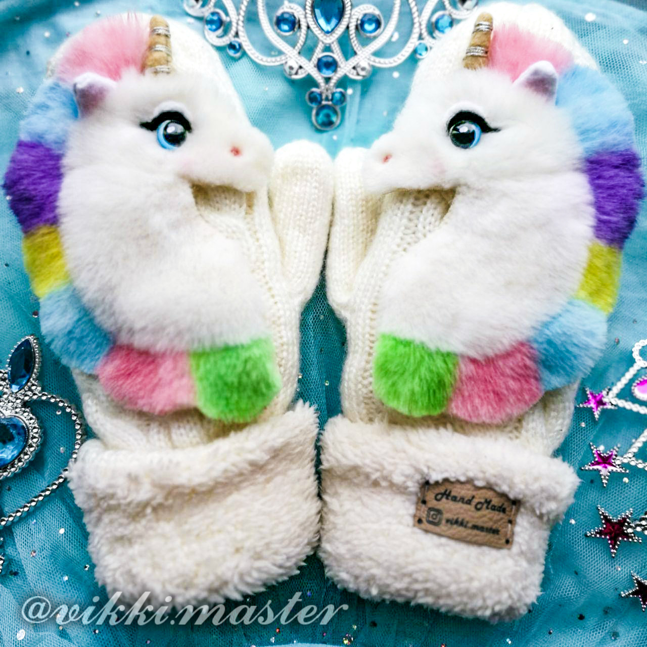 Animal mittens with unicorns, handmade. - My, Unicorn, Animal husbandry, Vikkimaster, Unicorns, Needlework without process, 