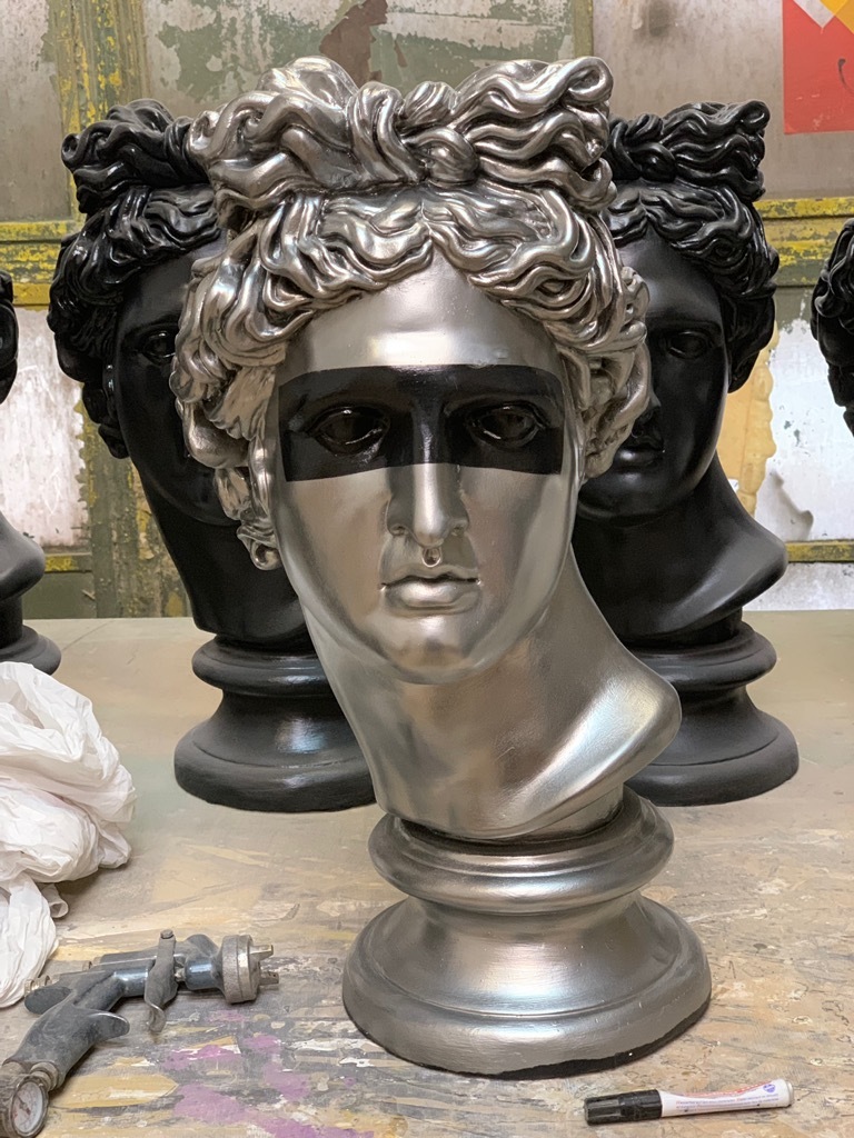 Metallization of the plaster head of Apollo - My, Apollo, Metallization, Gypsum, Decor, Liquid metal, Longpost