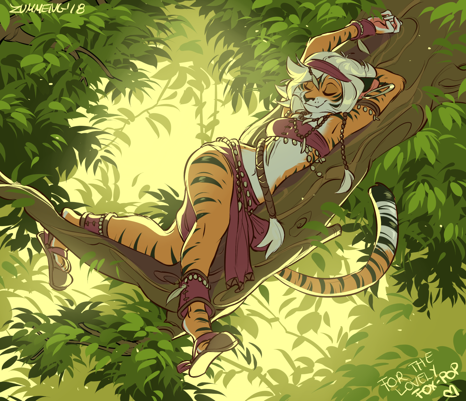 Napping - Furry, Furry art, Anthro, Furry feline, Furry tiger, Dream, Zummeng