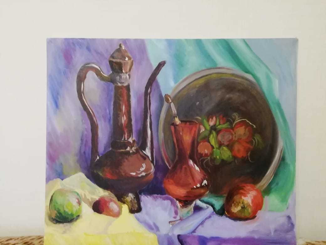 Still life - My, Painting, Oil paints, Canvas, Student body, Longpost, Students