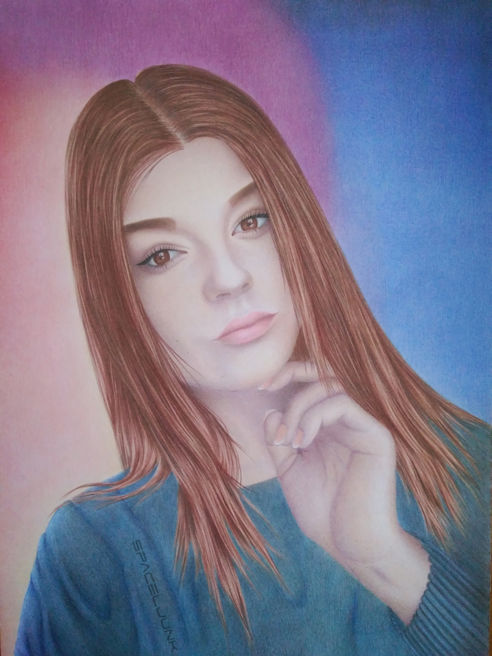 Portrait - My, Portrait, Drawing, Art, Colour pencils, Graphics, Girls, Realism