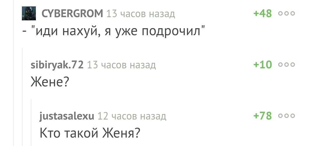 Негласное правило Пикабу - Скриншот, Комментарии на Пикабу, Женя, Жена