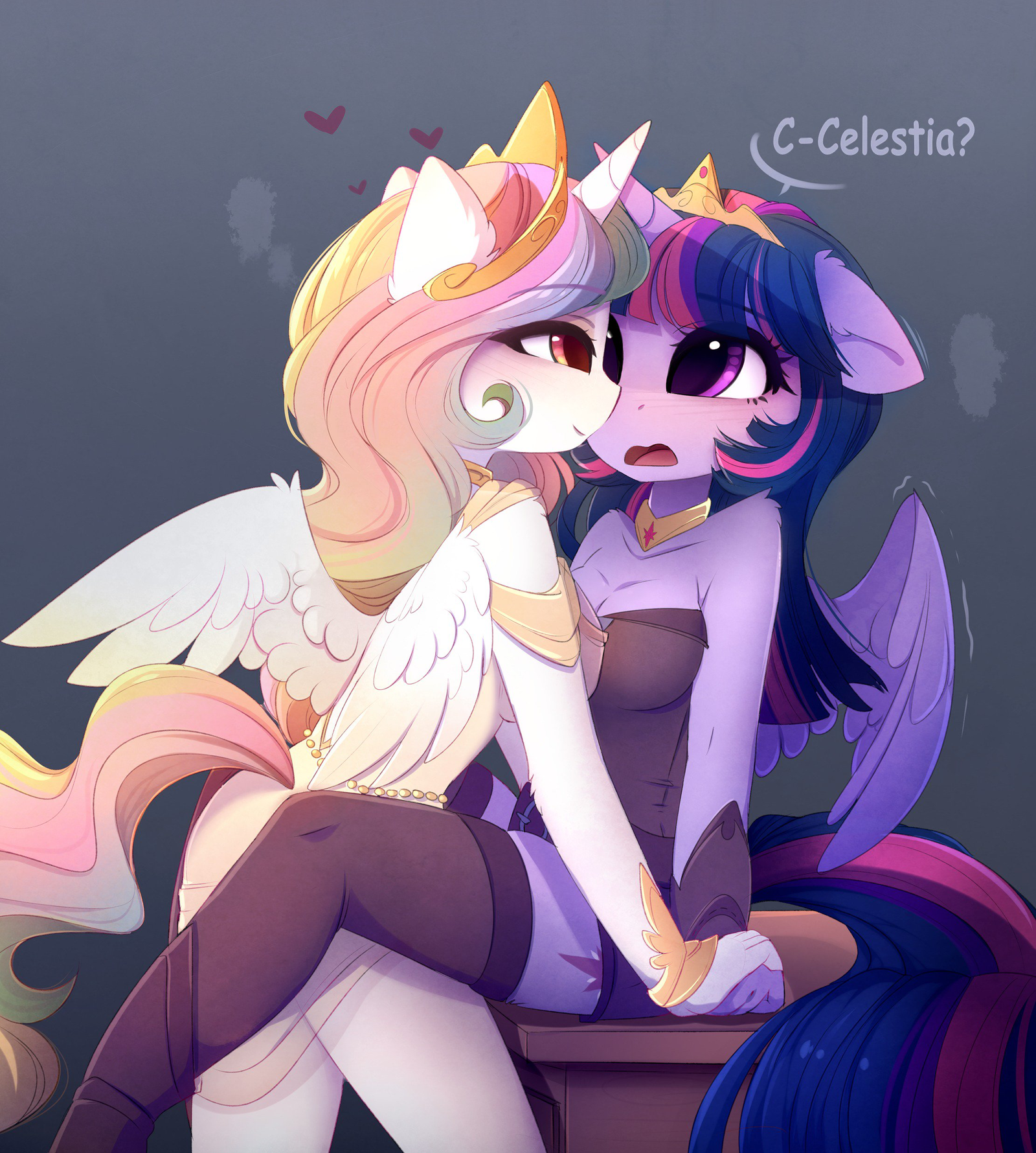 And Somewhere There Suddenly Erupted Love - My Little Pony, Princess Celestia, Twilight sparkle, Антро, Шиппинг, MLP Edge, MLP Lesbian, Magnaluna