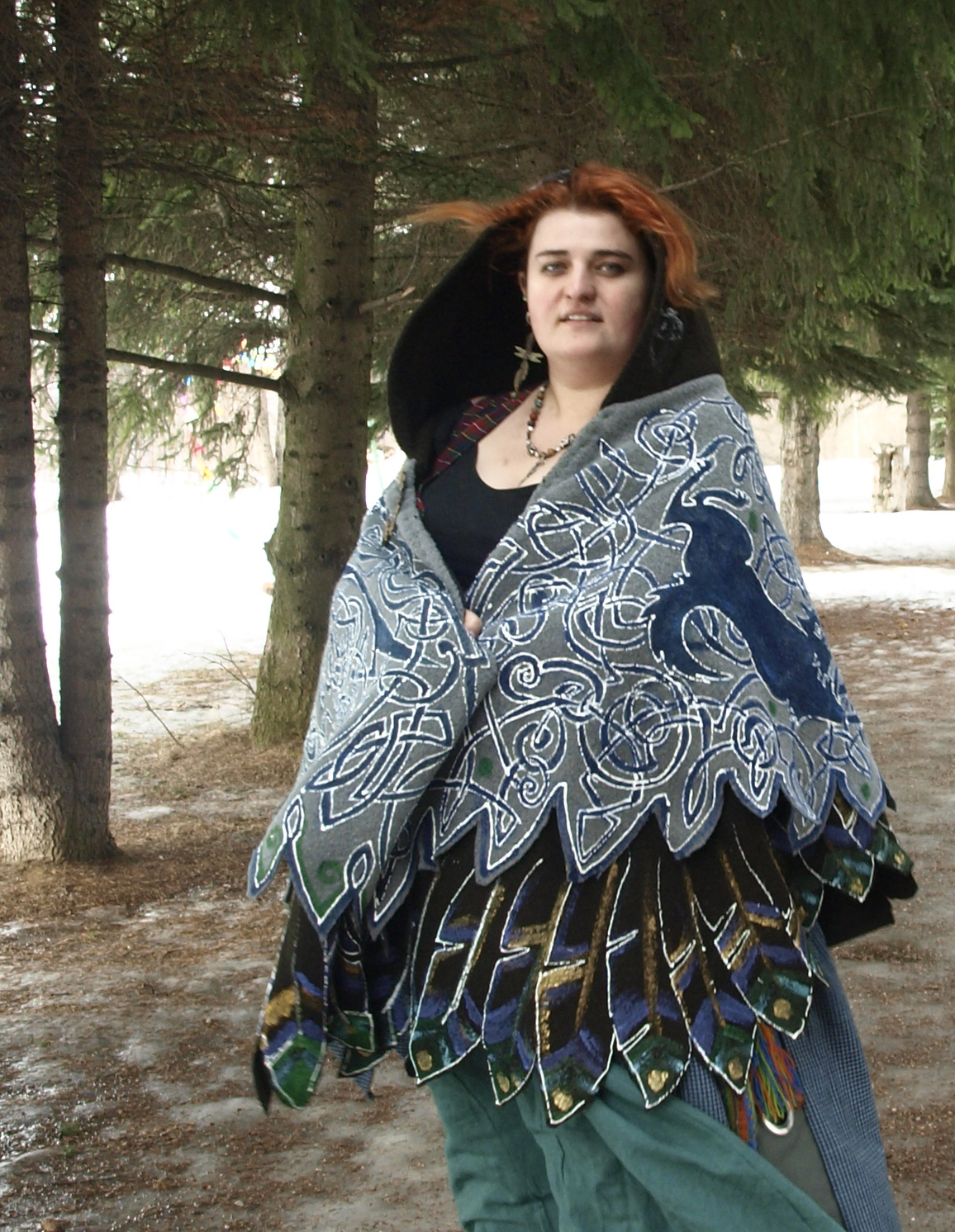 Shawl-wings Celtic fairy tale with a hood - My, Kai Yara, Boho, Wings, Shawl, Painting on fabric, Celtica, , Longpost