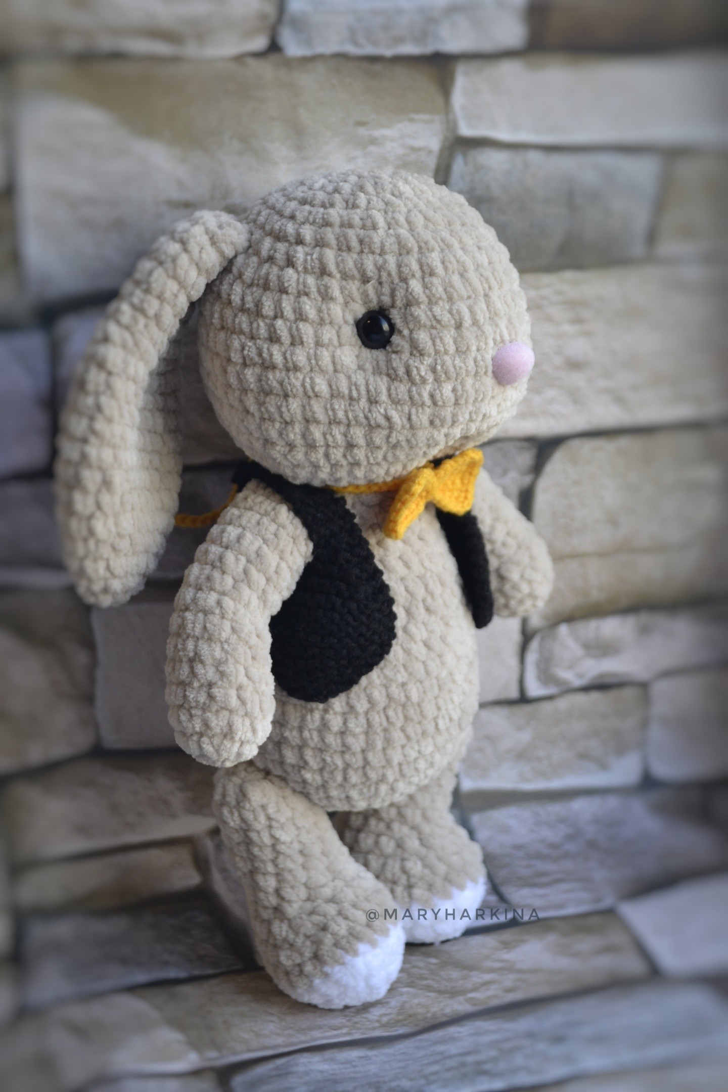 Hare with a butterfly - My, Hare, Butterfly, Toys, Knitting, Knitted toys, Longpost, With your own hands