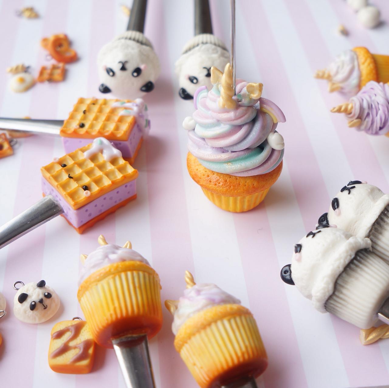 Kawaii world))))))) Spoons or forks? - My, Needlework, Polymer clay, Panda, Kawajny, Delicious spoons, Unicorn, Longpost