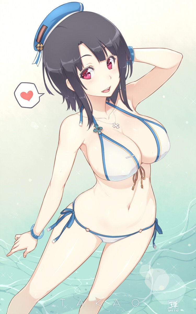 Takao - NSFW, Kantai collection, Takao, Etty, Swimsuit, Anime art, Anime, Art