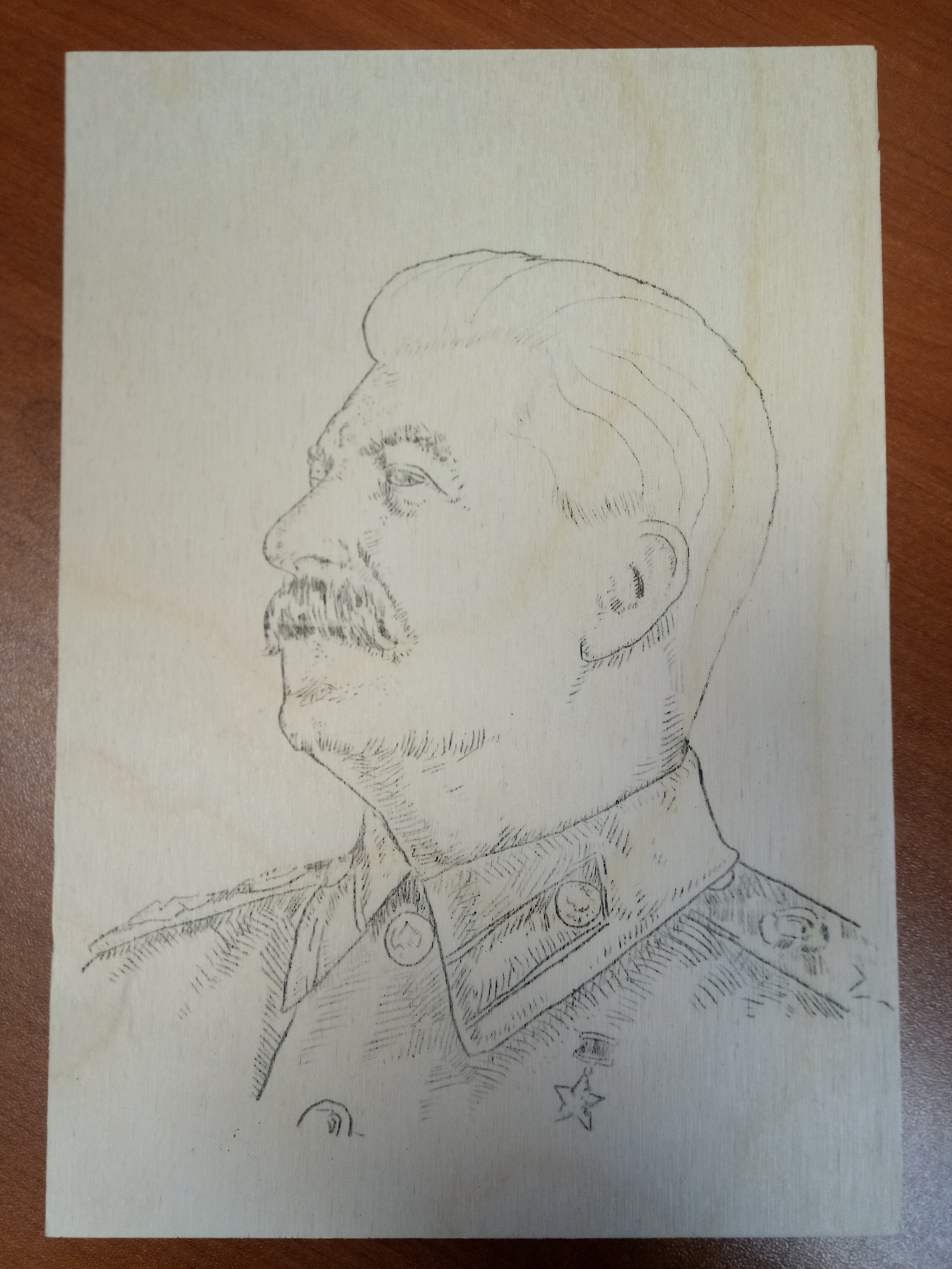 Burnout. - My, Burning out, Pyrography, Stalin, Portrait, Longpost