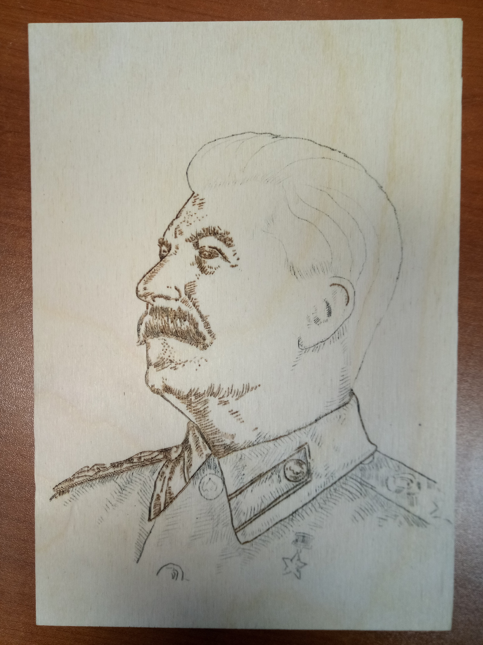 Burnout. - My, Burning out, Pyrography, Stalin, Portrait, Longpost