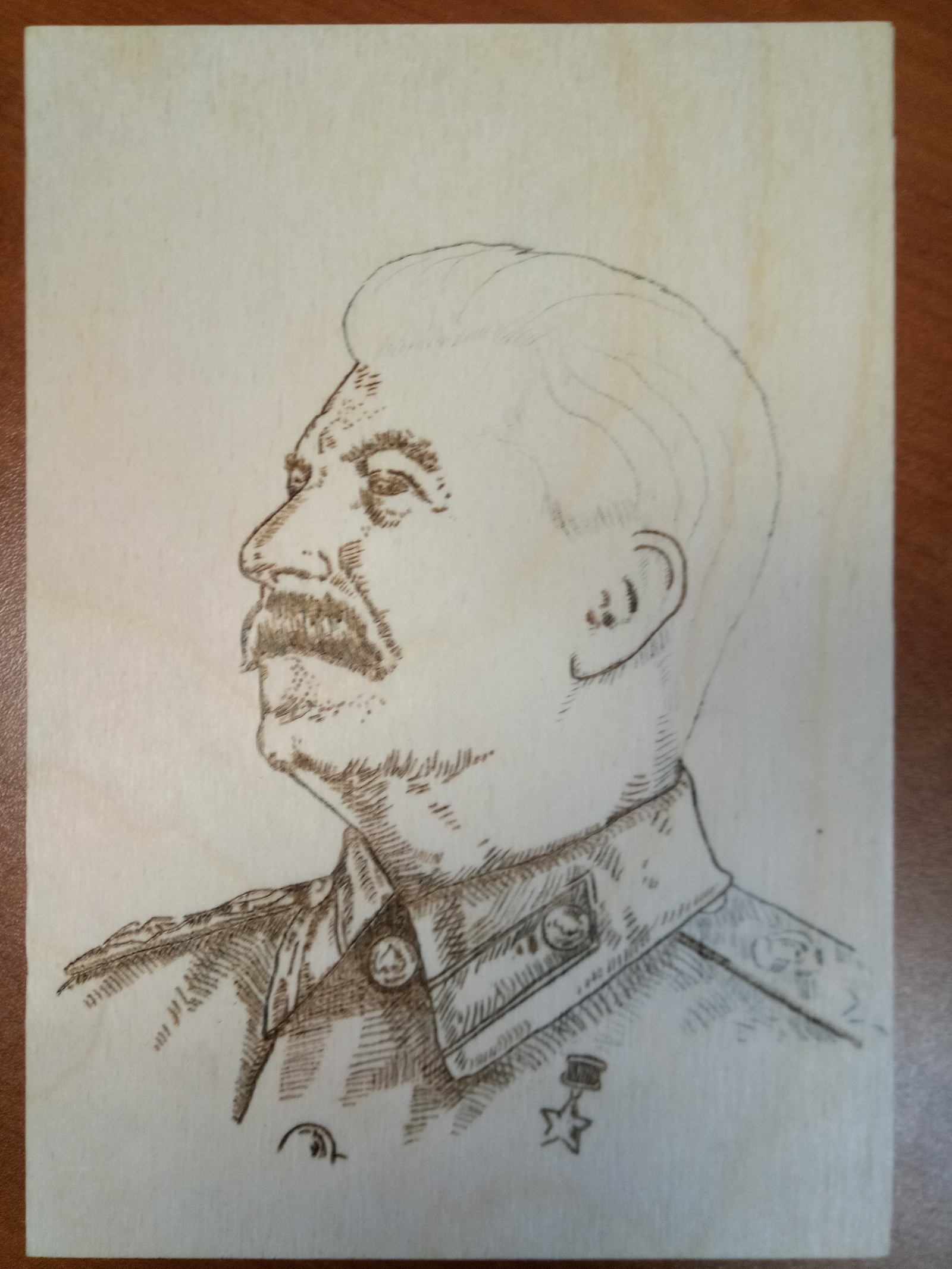 Burnout. - My, Burning out, Pyrography, Stalin, Portrait, Longpost