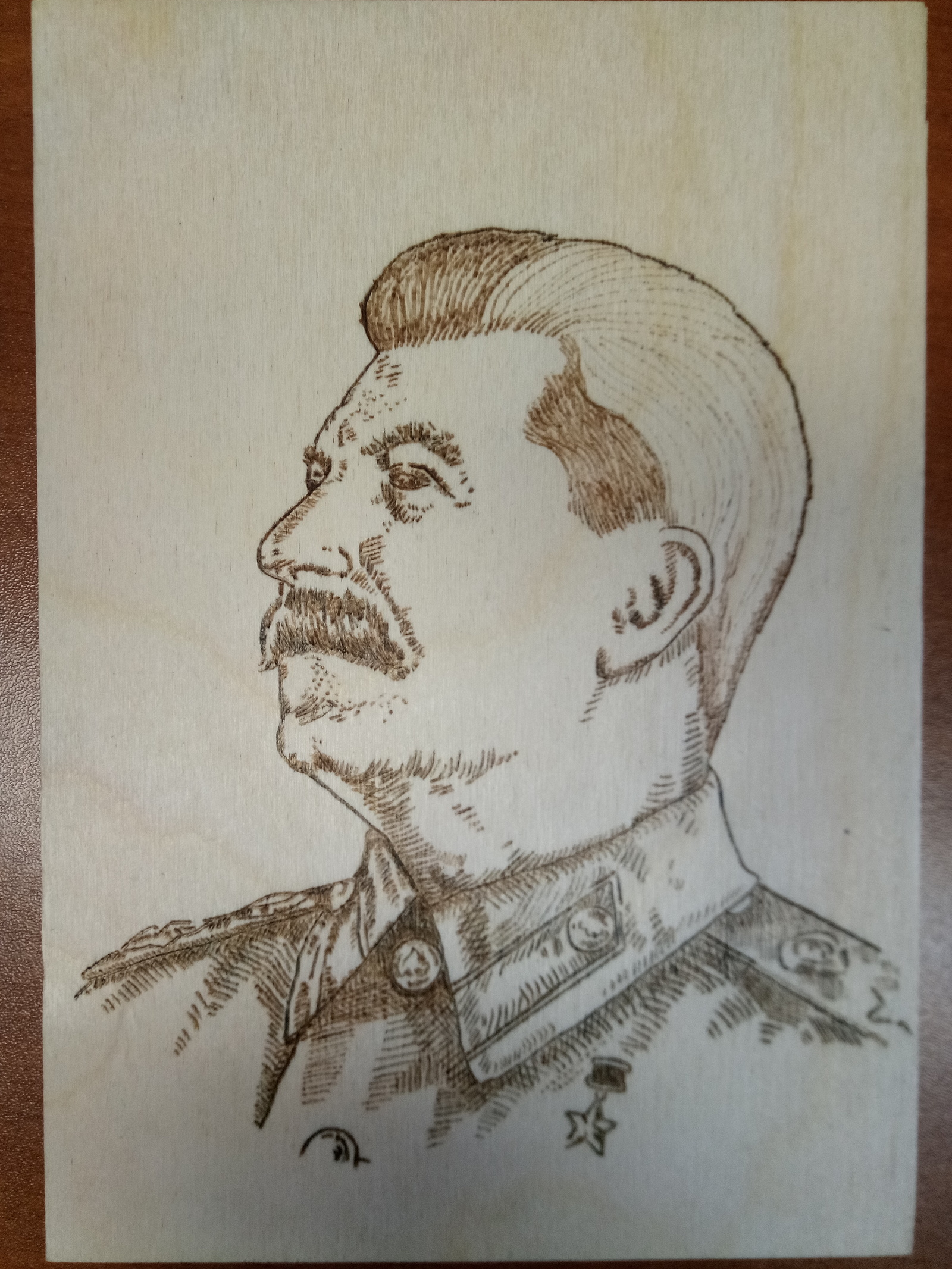 Burnout. - My, Burning out, Pyrography, Stalin, Portrait, Longpost