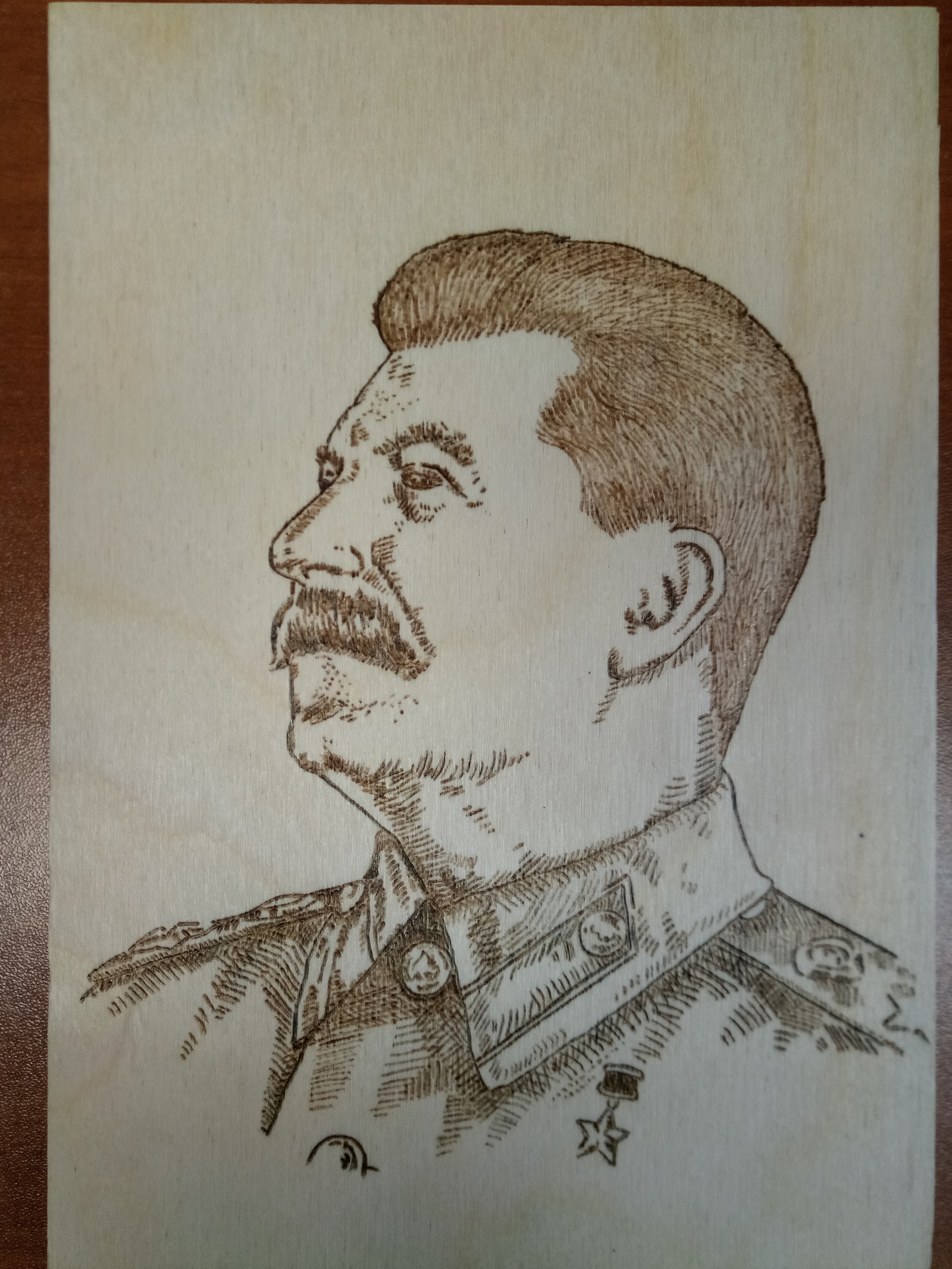 Burnout. - My, Burning out, Pyrography, Stalin, Portrait, Longpost