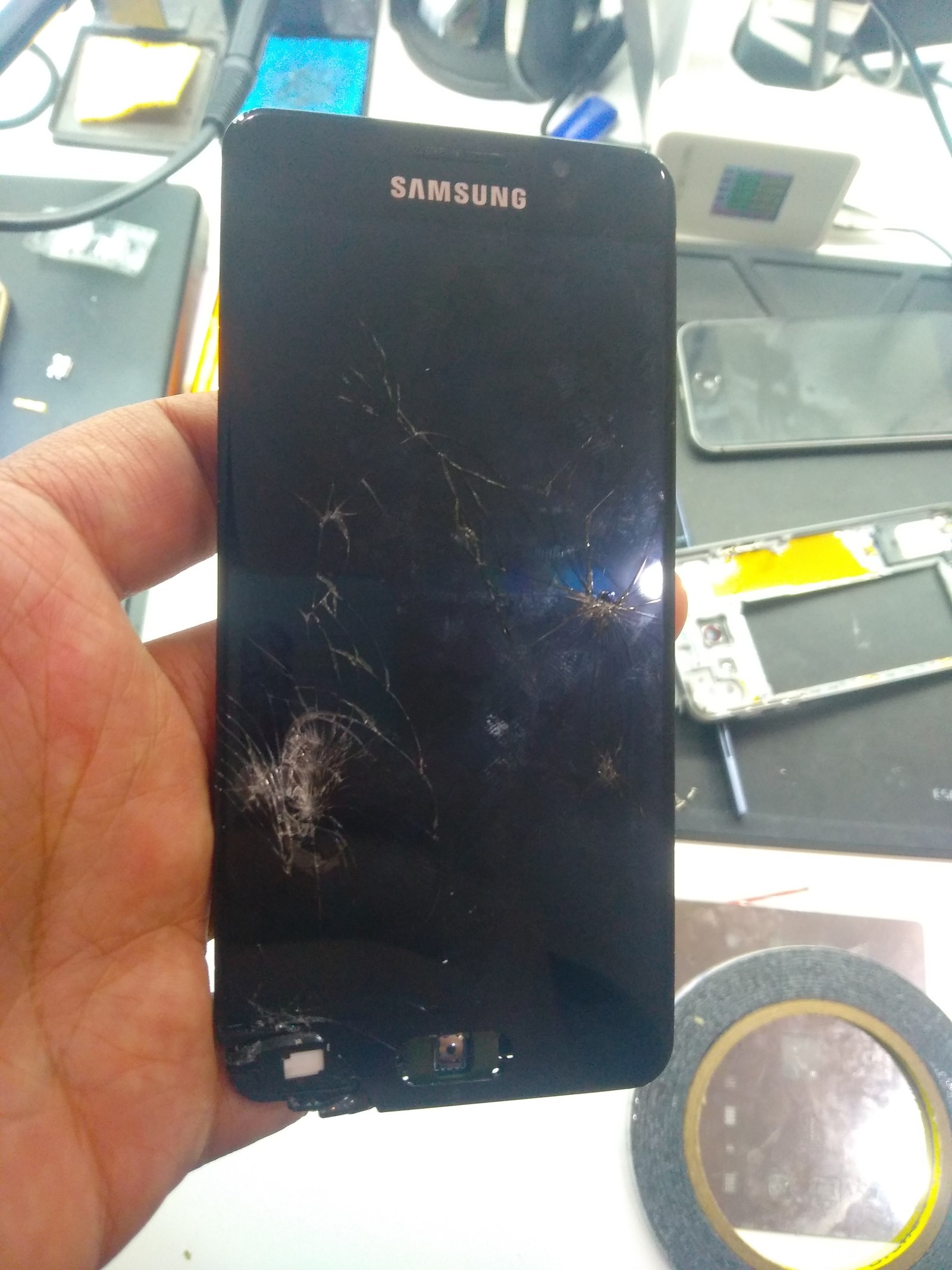 Samsung A3 glass plywood (a310f) - My, Ulyanovsk, Repair of equipment, Samsung, Display, Ремонт телефона, Longpost