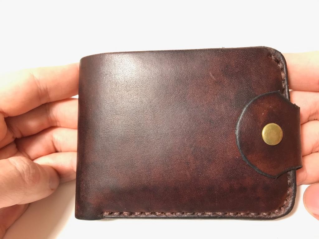 Wallet with a compartment for coins - My, Leather, Wallet, Leather products, With your own hands, Needlework without process, Longpost