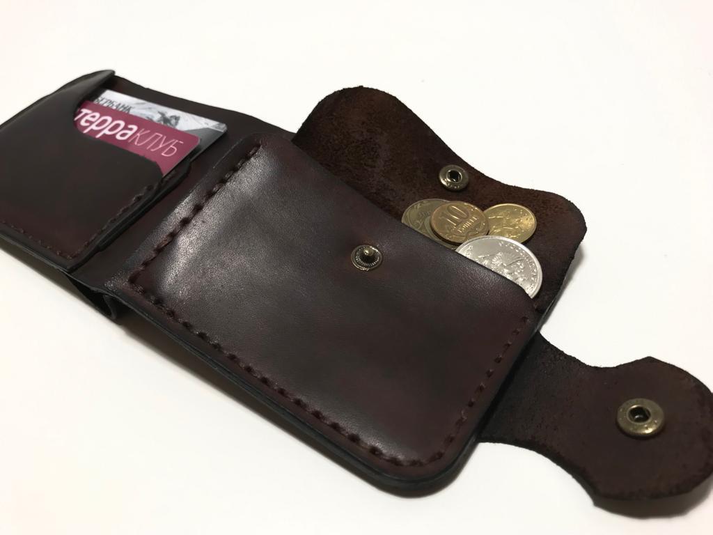 Wallet with a compartment for coins - My, Leather, Wallet, Leather products, With your own hands, Needlework without process, Longpost