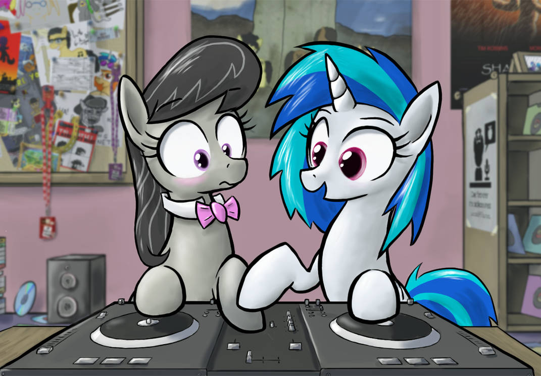 Теперь нажми на вот эту кнопку... - My Little Pony, Vinyl Scratch, Octavia Melody, Paper-Pony