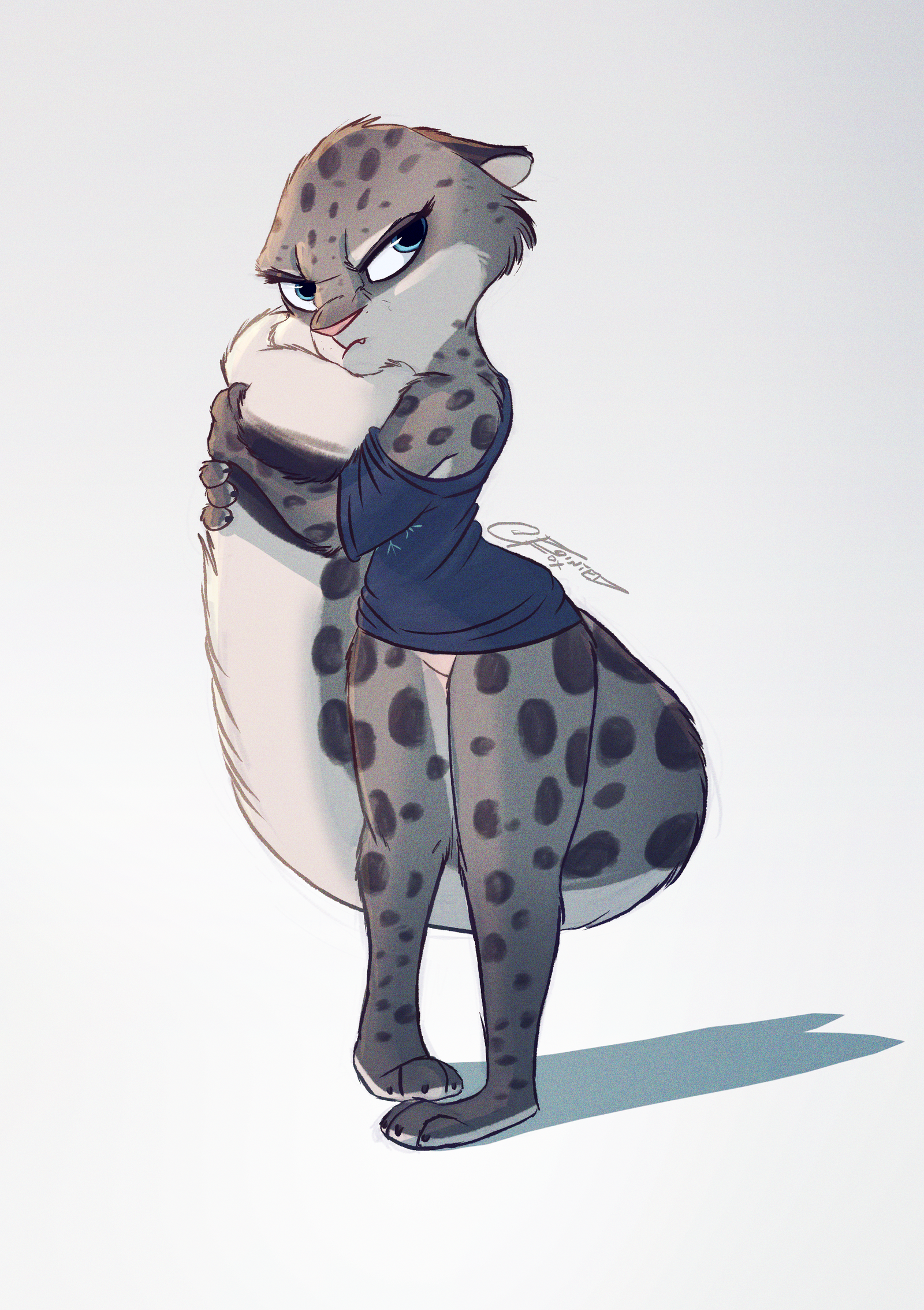 Noming Tail? - Furry, Furry art, Anthro, Furry feline, Furry snow leopard, Tail, Kus, Pointedfox, Longpost