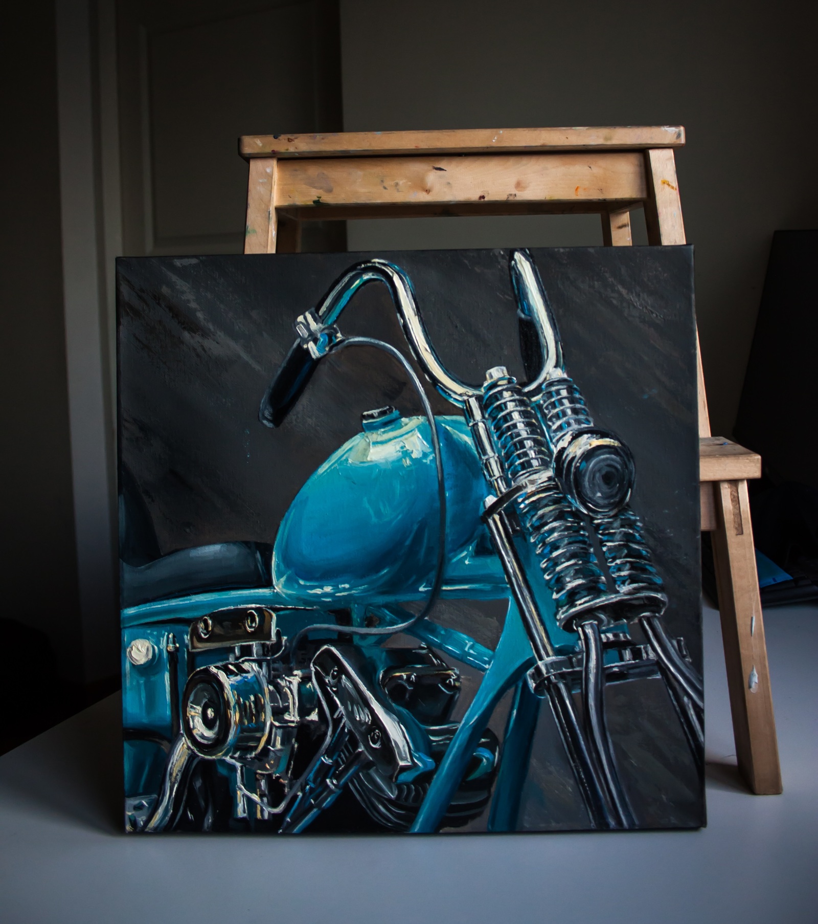 Custom Harley 60s-80s - My, Moto, Motorcycles, Painting, Art, League of Artists, Custom, Longpost, Customization