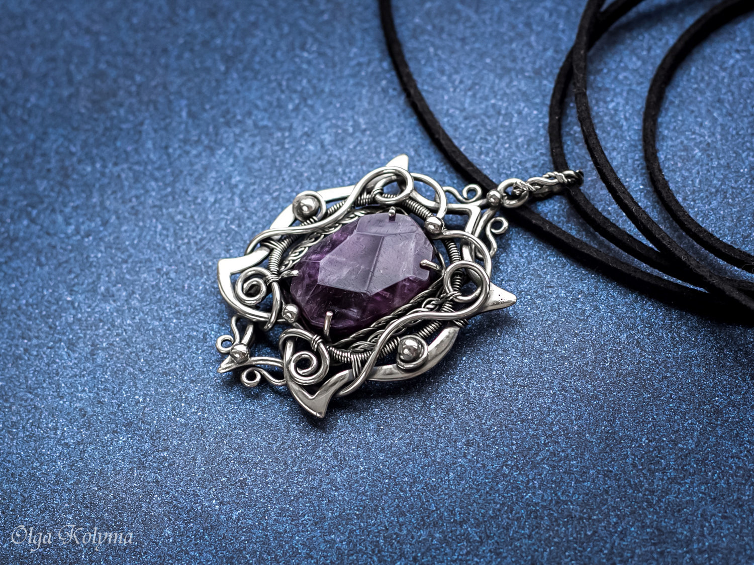 Pendant with amethyst - My, Wire wrap, Amethyst, Pendant, Decoration, Needlework without process, Longpost