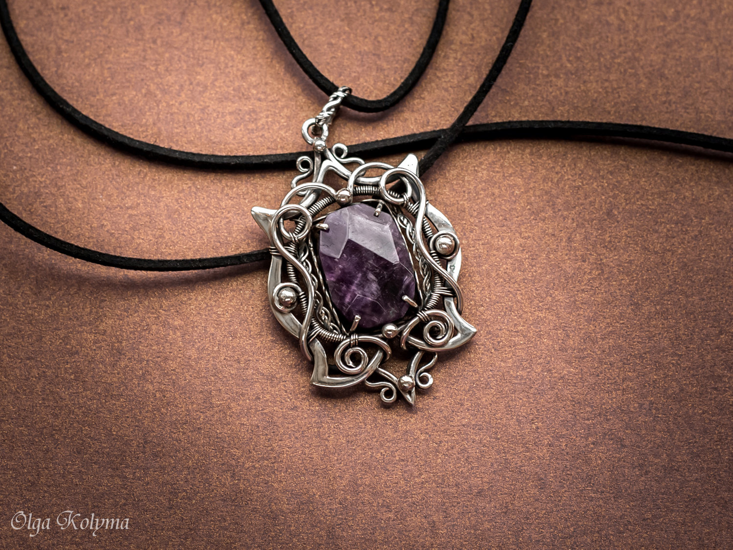 Pendant with amethyst - My, Wire wrap, Amethyst, Pendant, Decoration, Needlework without process, Longpost