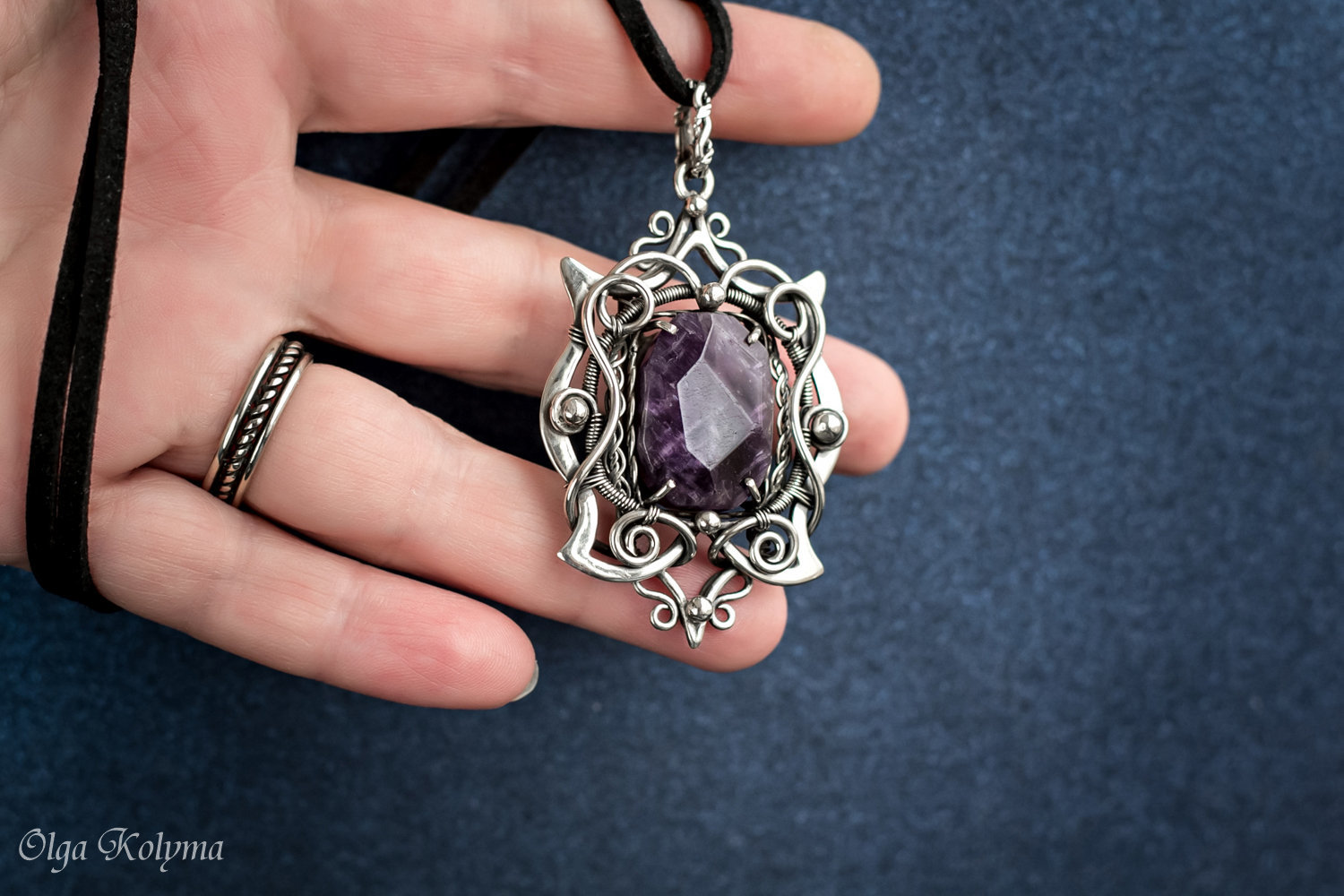 Pendant with amethyst - My, Wire wrap, Amethyst, Pendant, Decoration, Needlework without process, Longpost