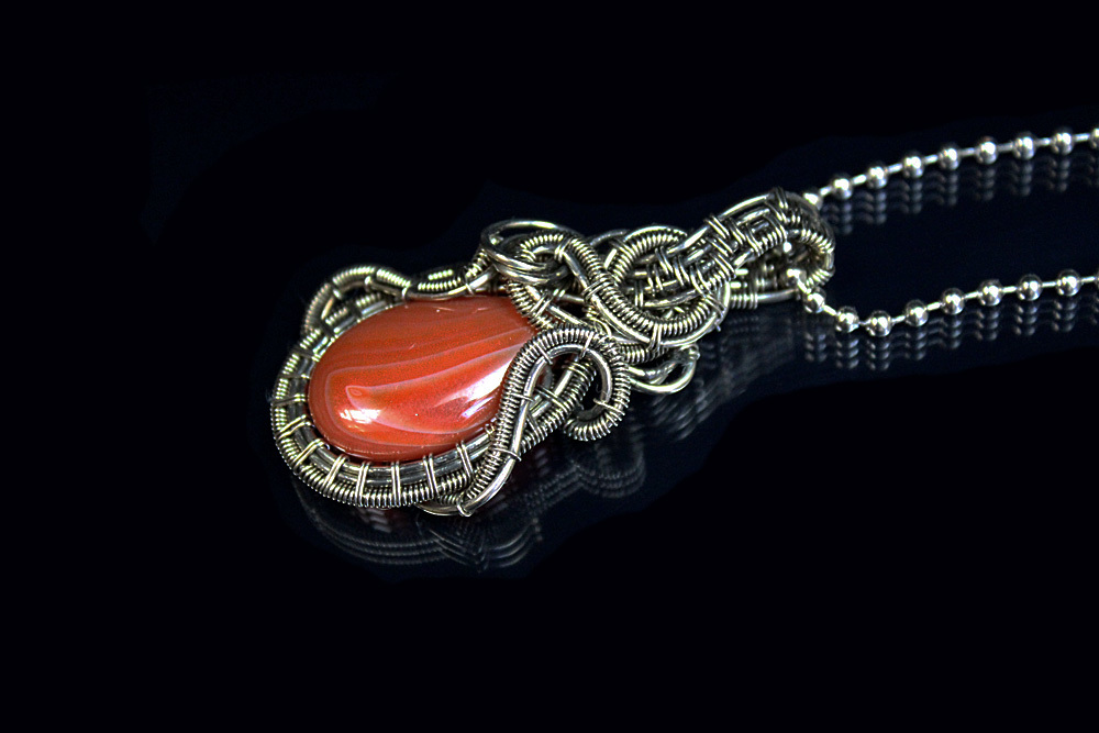 Кулон из проволоки с агатом. Wire Wrap. - Моё, Украшения из меди, Wire wrap, Медь, Проволока, Украшения из проволоки, Рукоделие, Ювелирные изделия, Wire jewelry, Длиннопост