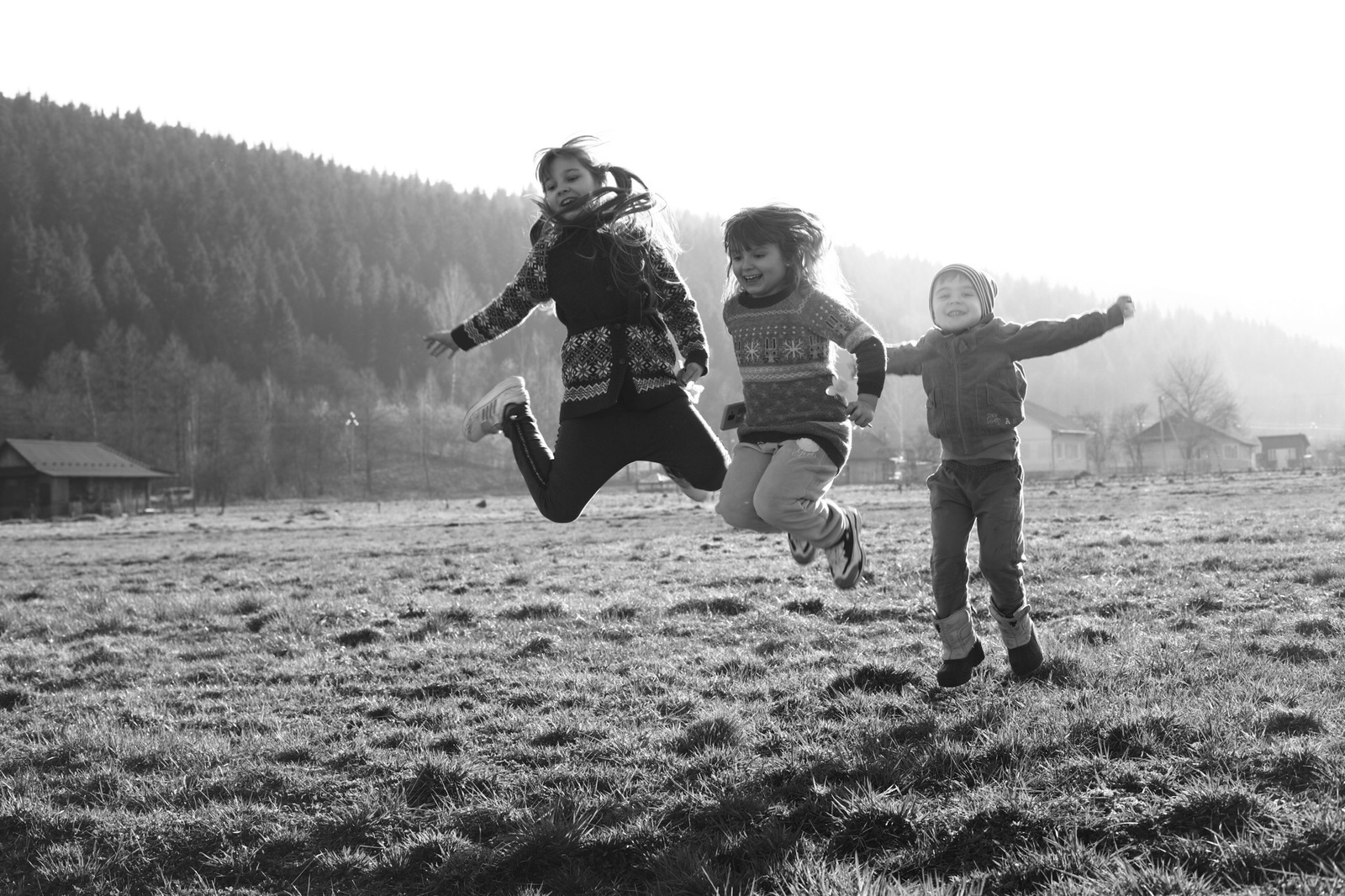 Without Internet - My, Village, Children, Black and white photo, Longpost