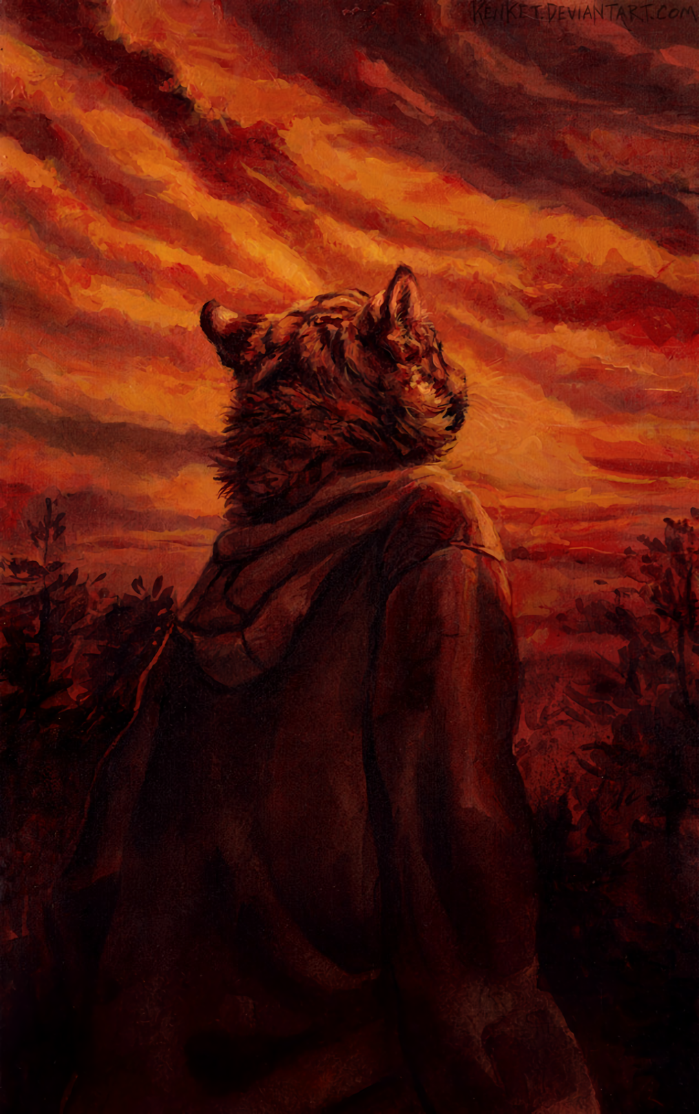 Tiger Striped Sky - Furry, Furry art, Anthro, Furry feline, Furry tiger, Sky, Traditional art, Kenket