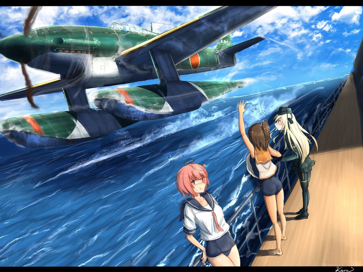 Aichi M6A1 Seiran - Kantai Collection, Аниме, Anime Art, i-58, i-401, u-511, M6a1 Seiran