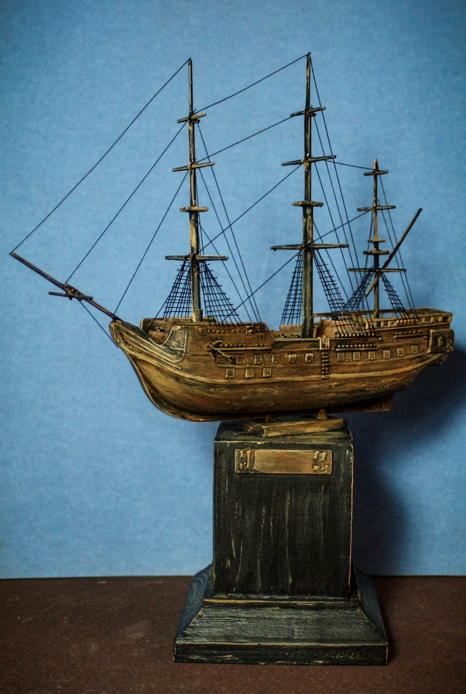 Frigate Bonhomme Richard, scale 1/400 - My, Sailboat, Ship, Hobby, Process, Modeling, With your own hands, Painting, Longpost