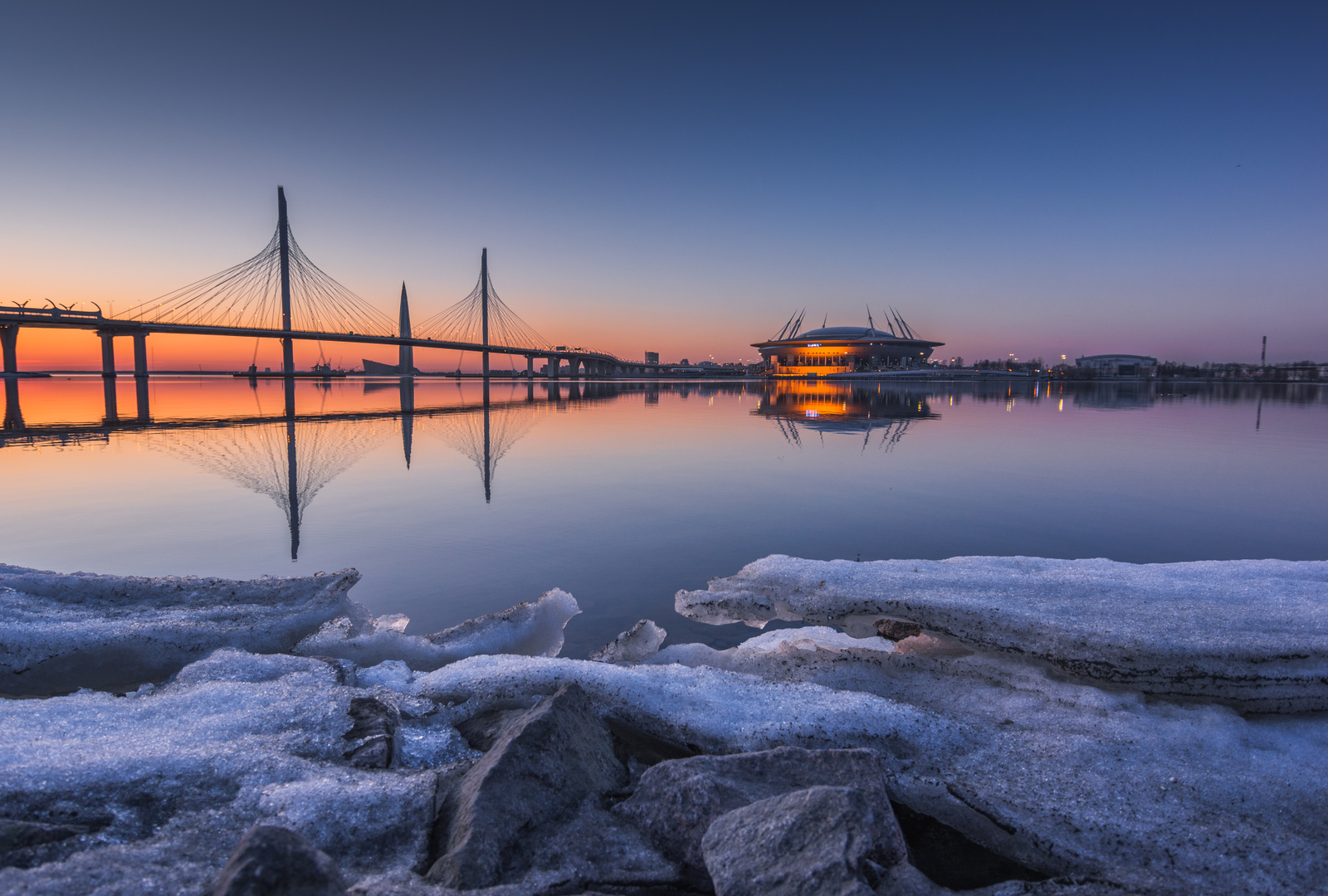 Against the backdrop of a red sunset - My, Sunset, Nikon, Saint Petersburg, Neva, Bridge, River, Night city, Evening