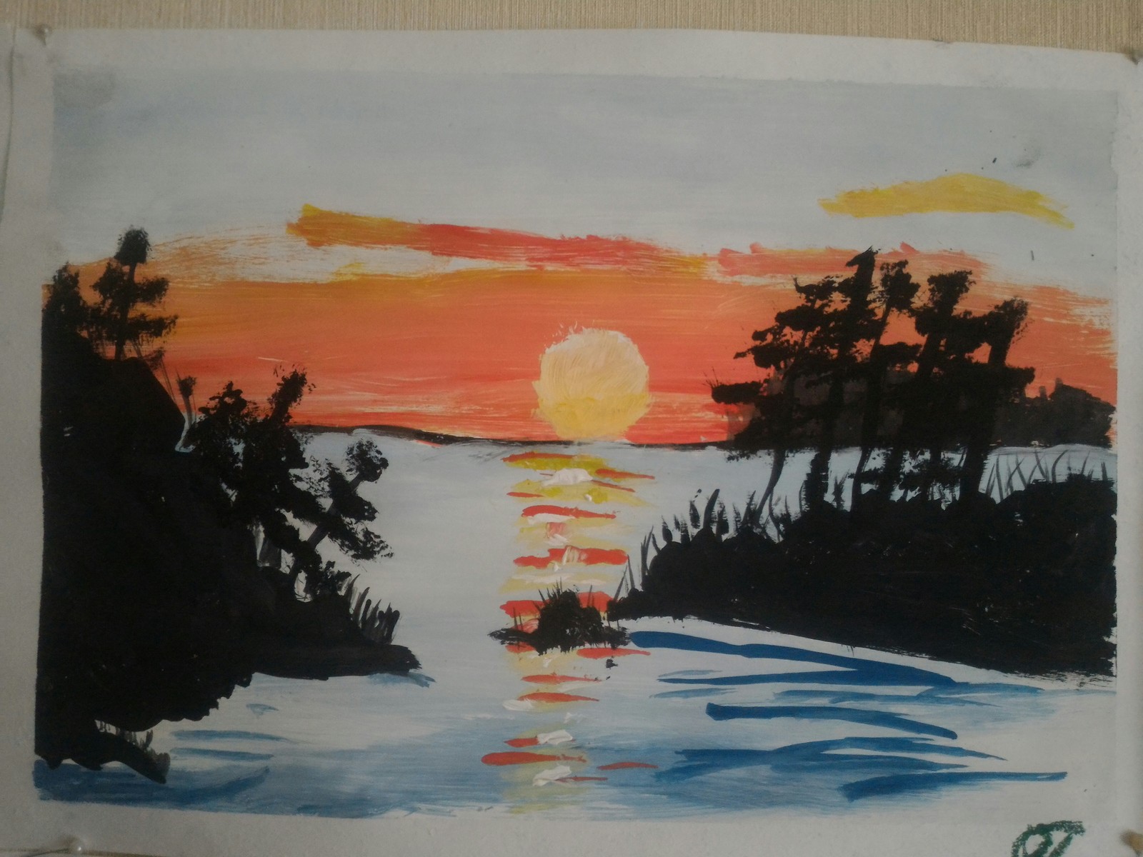 I want to share the work of my 8 year old son. - Gouache, Painting, Artist, Longpost, Children