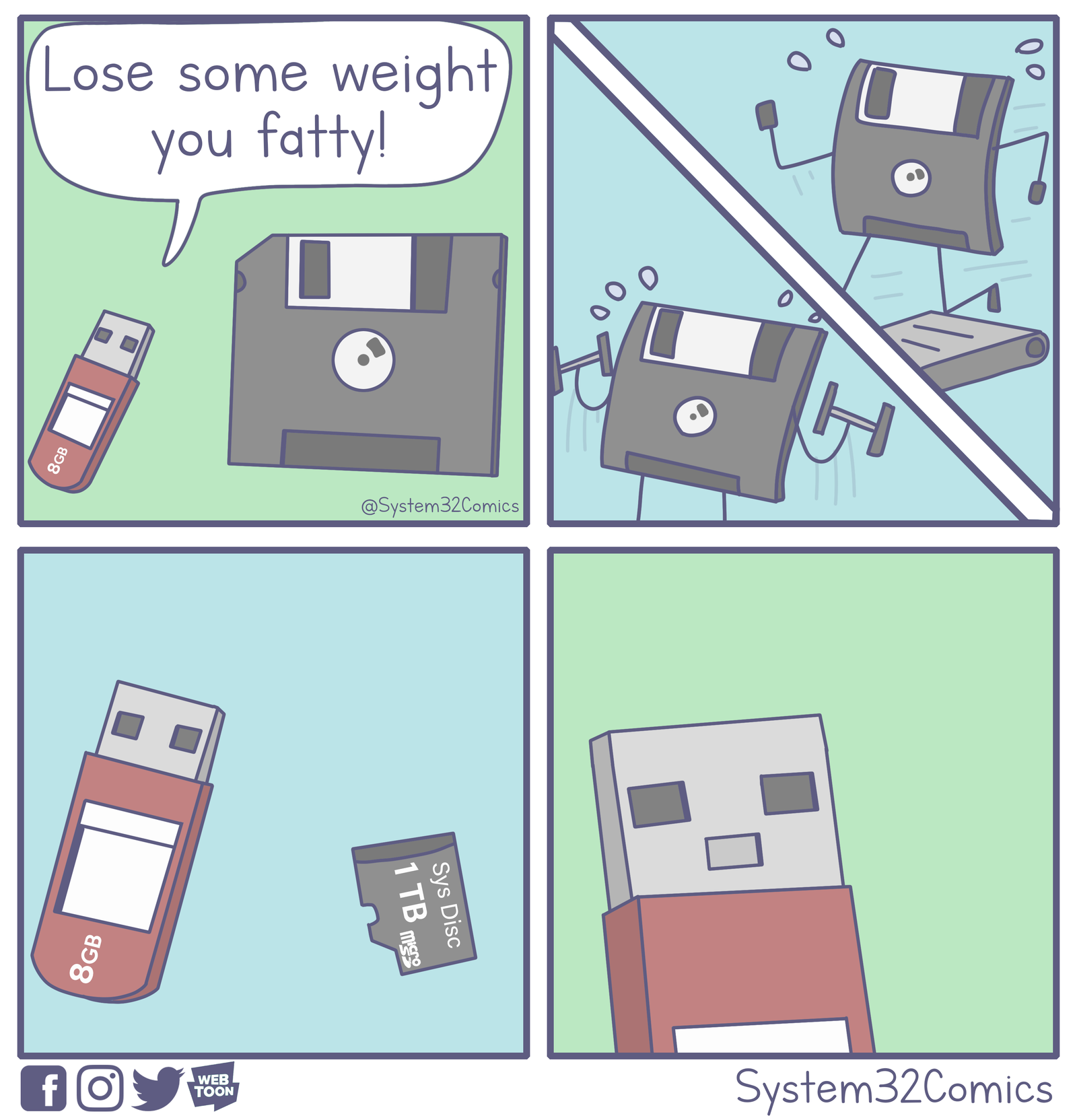 Lose weight, fat man! - Comics, Diskette, Flash drives, Reddit, Slimming, System32comics