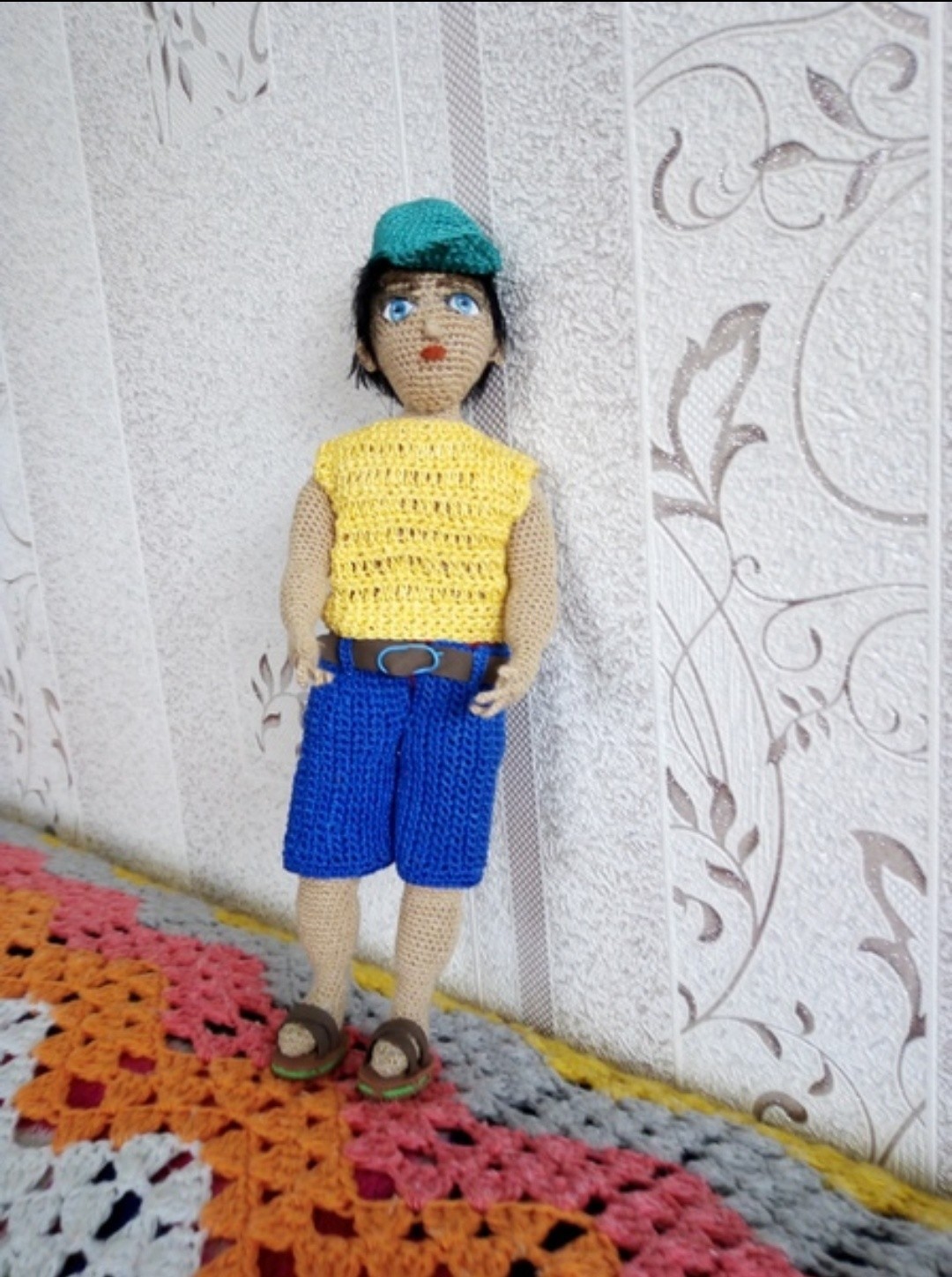 knitted guy - My, Doll, Knitting, Author's toy, Longpost