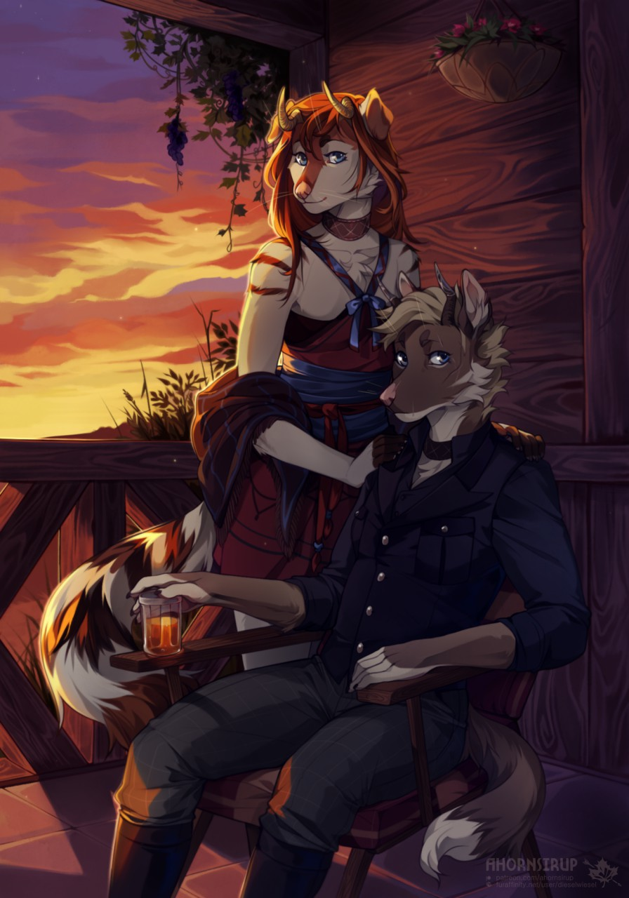 Summer Terrace - Furry, Furry art, Furry canine, Diesel Wiesel, Volcanins