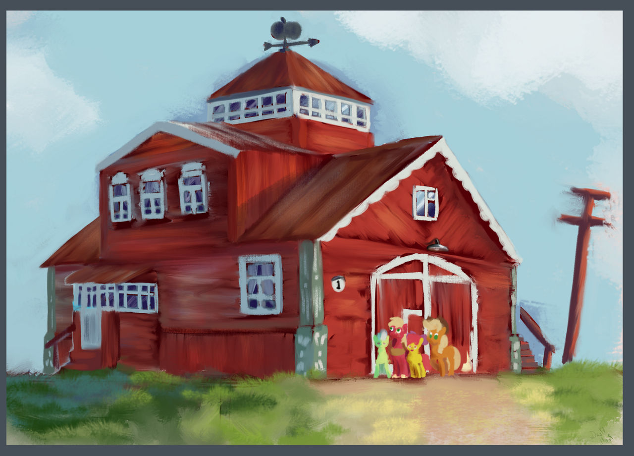 Shed - My little pony, Applejack, Applebloom, Big Macintosh, Granny Smith, Art, Drafthoof