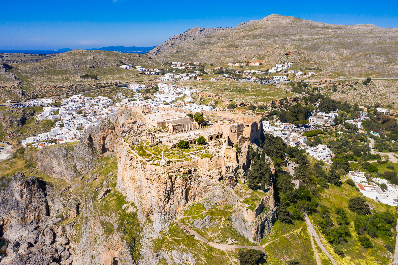 Greece, Lindos - My, The photo, Drone, Quadcopter, Greece, Lindos, Rhodes, Acropolis, Sea