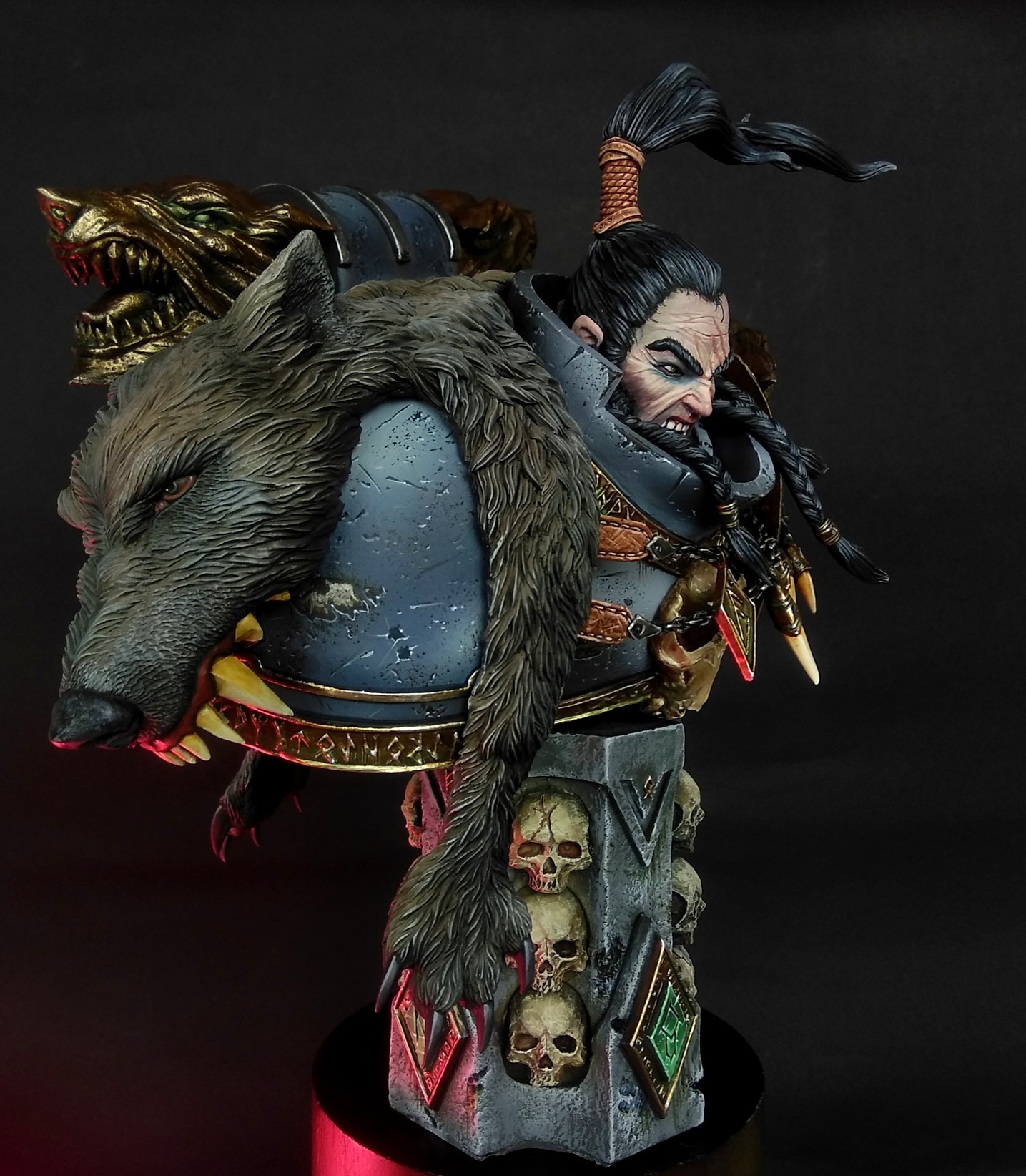 Законченный бюст Ragnar Blackmane - Моё, Ragnar Blackmane, Warhammer 40k, Foxstudiosculpting, Bloodcarrotpainting, Resincast, Fenris, Длиннопост