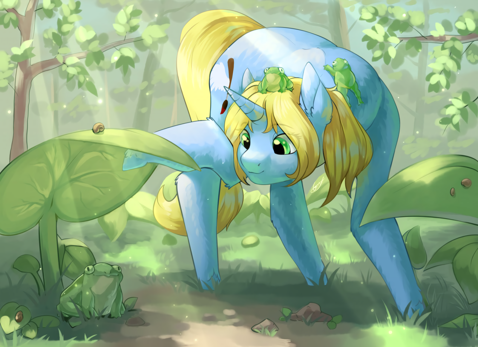 Looking for frogs - My little pony, Original character, Peachmayflower, , Frogs, , 