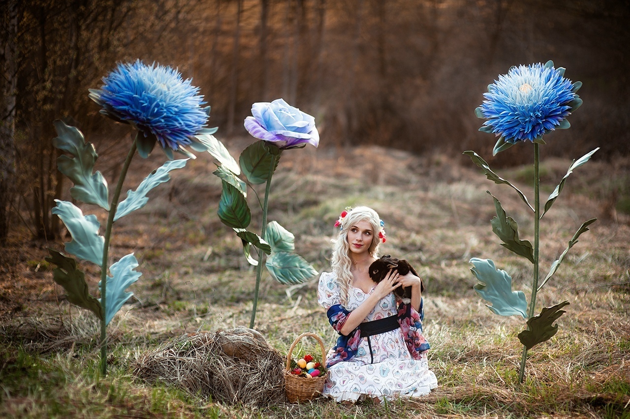 Easter... or Ostara? - My, Easter, Ostara, Rabbit, Flowers, Milota, Longpost, Beautiful girl