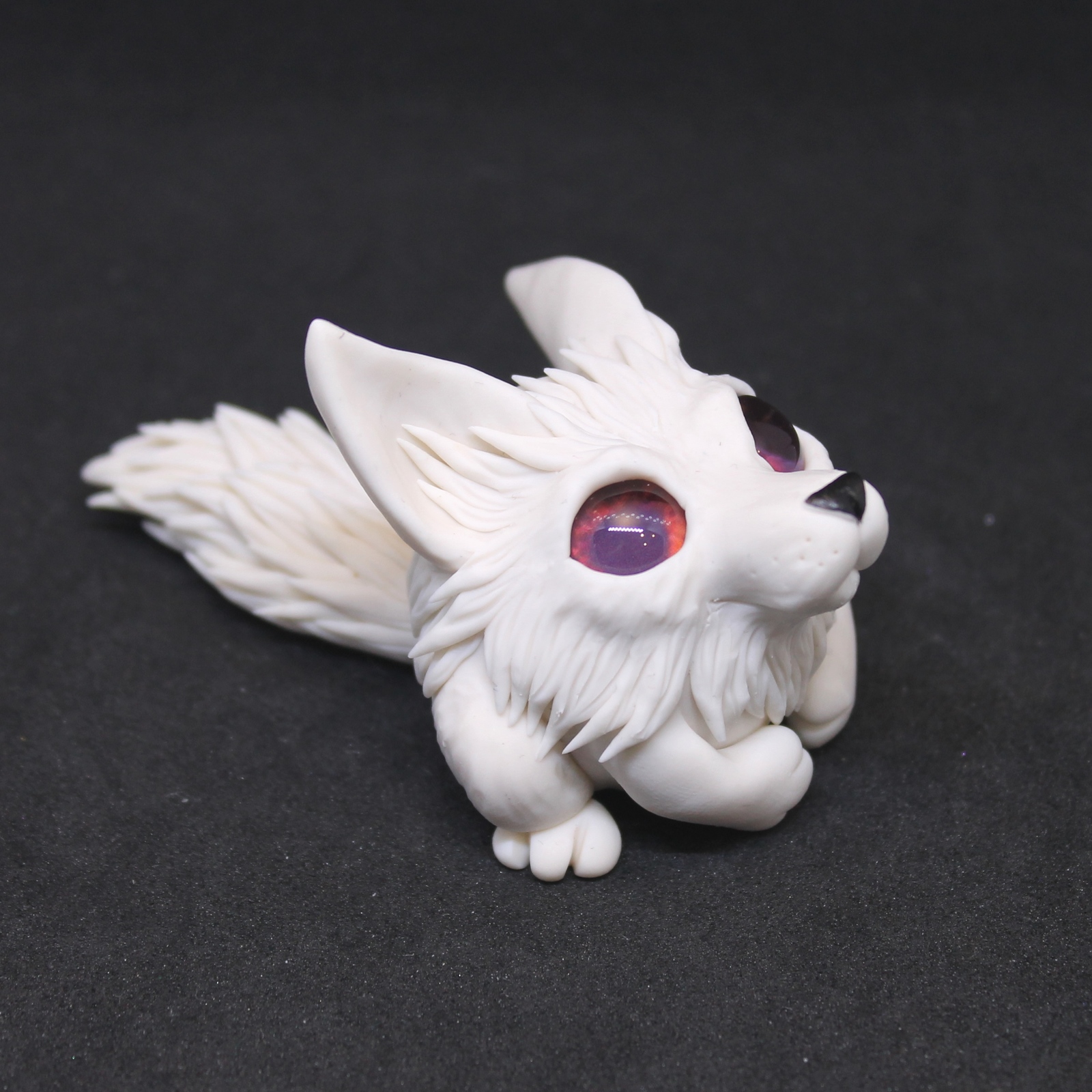 white fox - My, Needlework without process, Лепка, Polymer clay, Fox, Handmade, Longpost