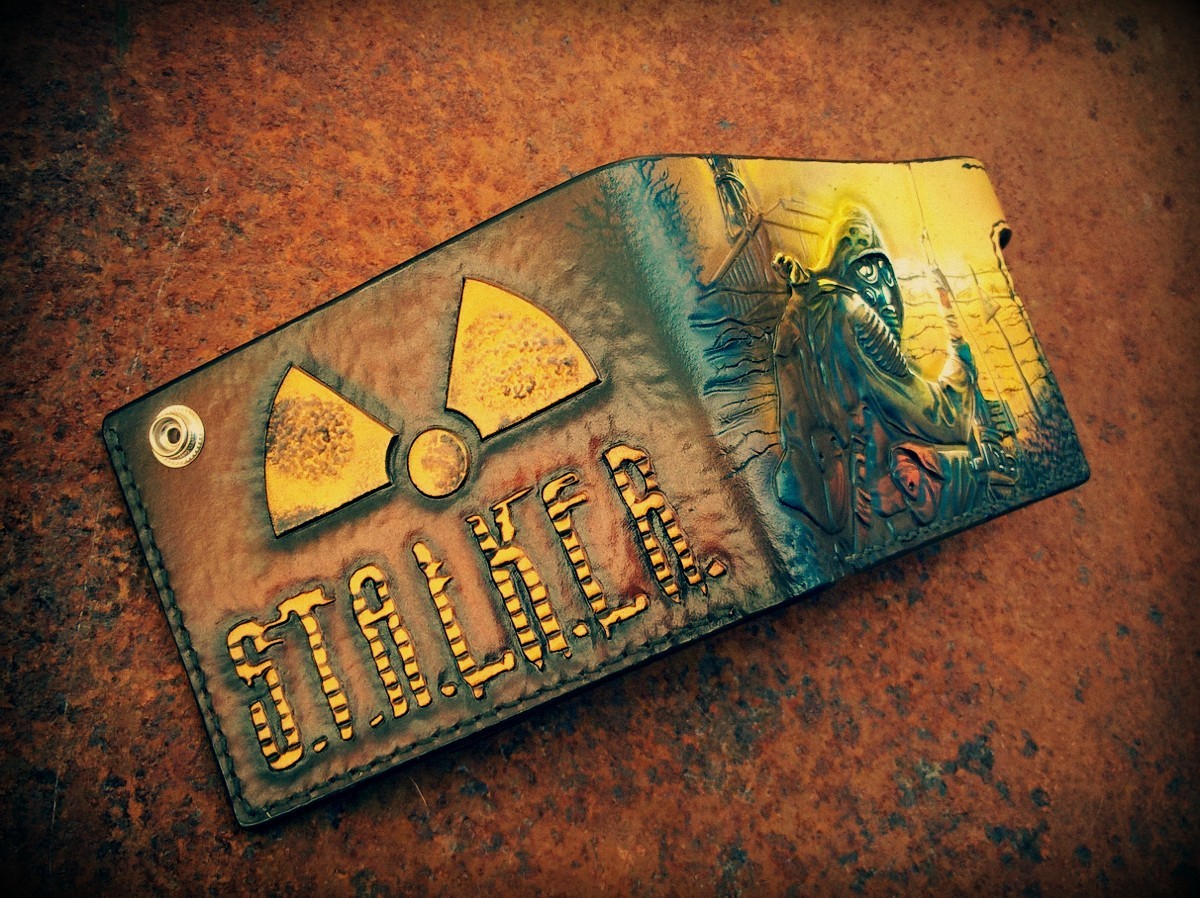 STALKER Short wallet. - My, Stalker, Leather, Embossing on leather, Wallet, Longpost