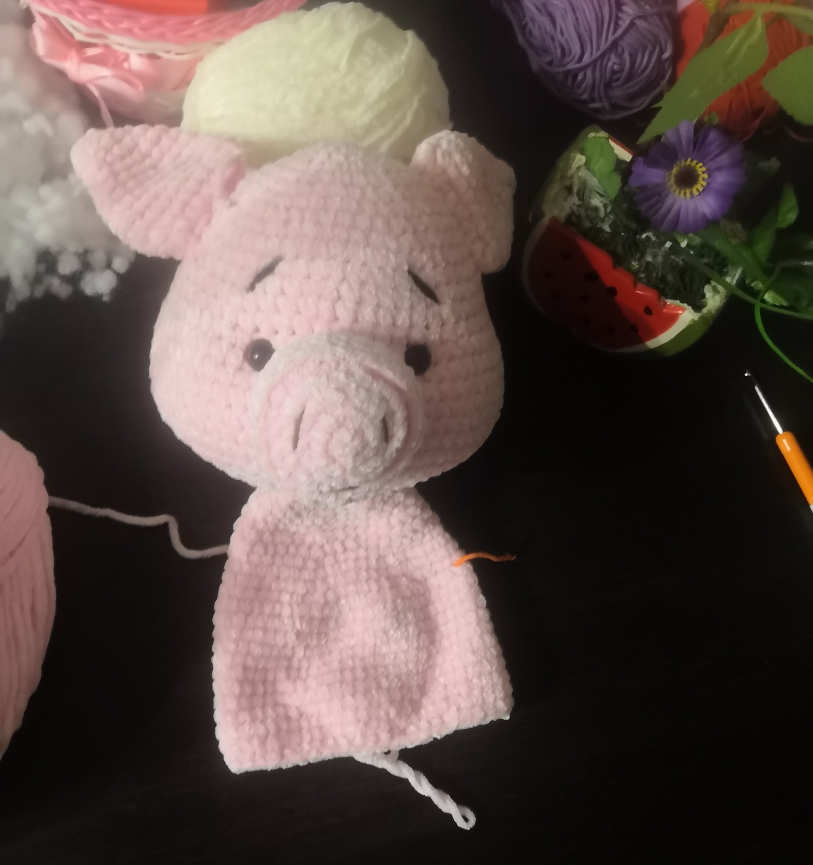 crochet pig - My, Knitting, I knit, Knitted toys, Toys, Longpost