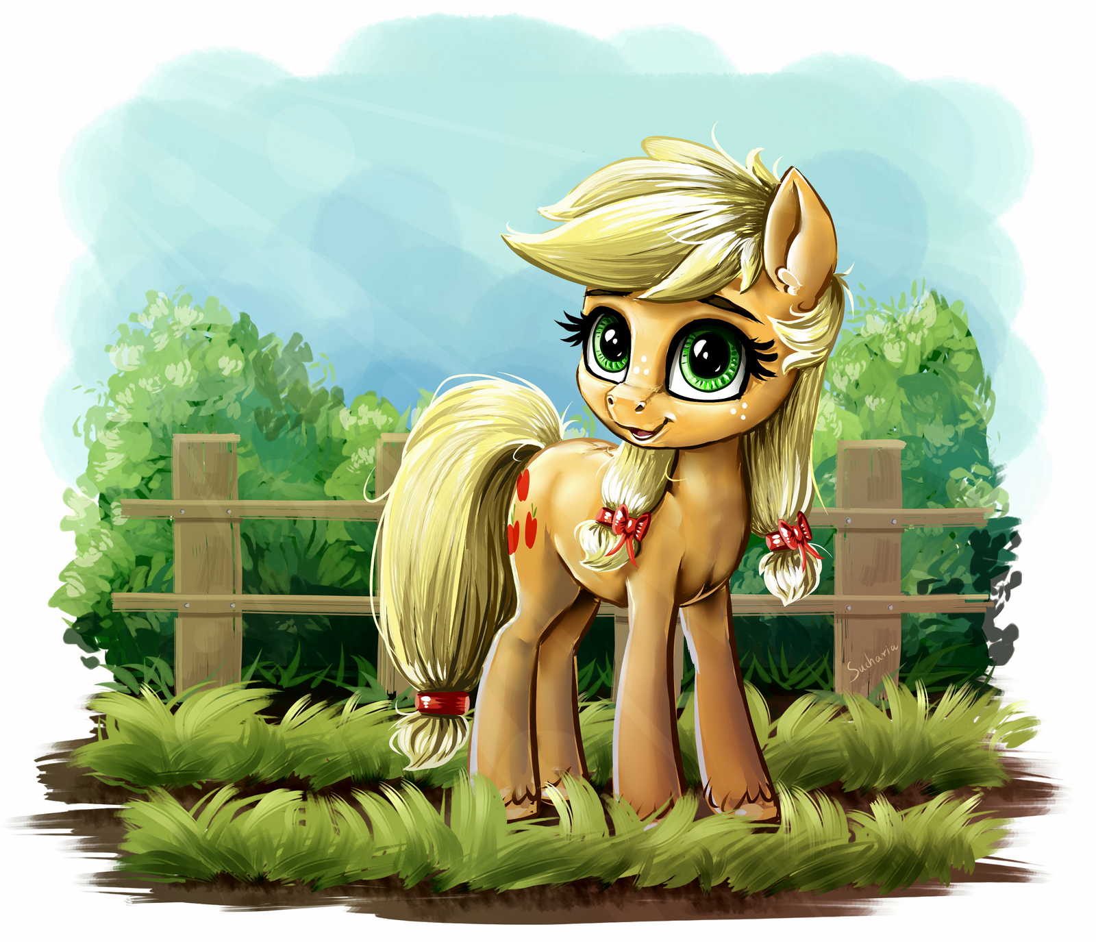 Das kleine orangene Pferd - My little pony, Applejack, Pigtails, Rysunkowasucharia