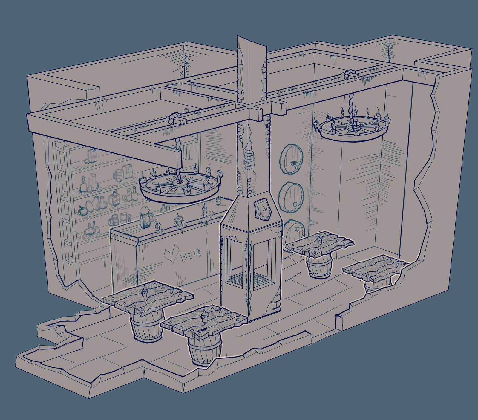 Tavern concept. - My, Concept Art, Concept, Wacom, Photoshop, Longpost