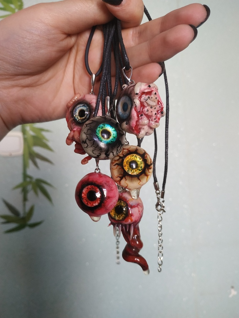 How do you?) - My, Eyes, Polymer clay, Handmade, Unique accessories, Gothic, Longpost