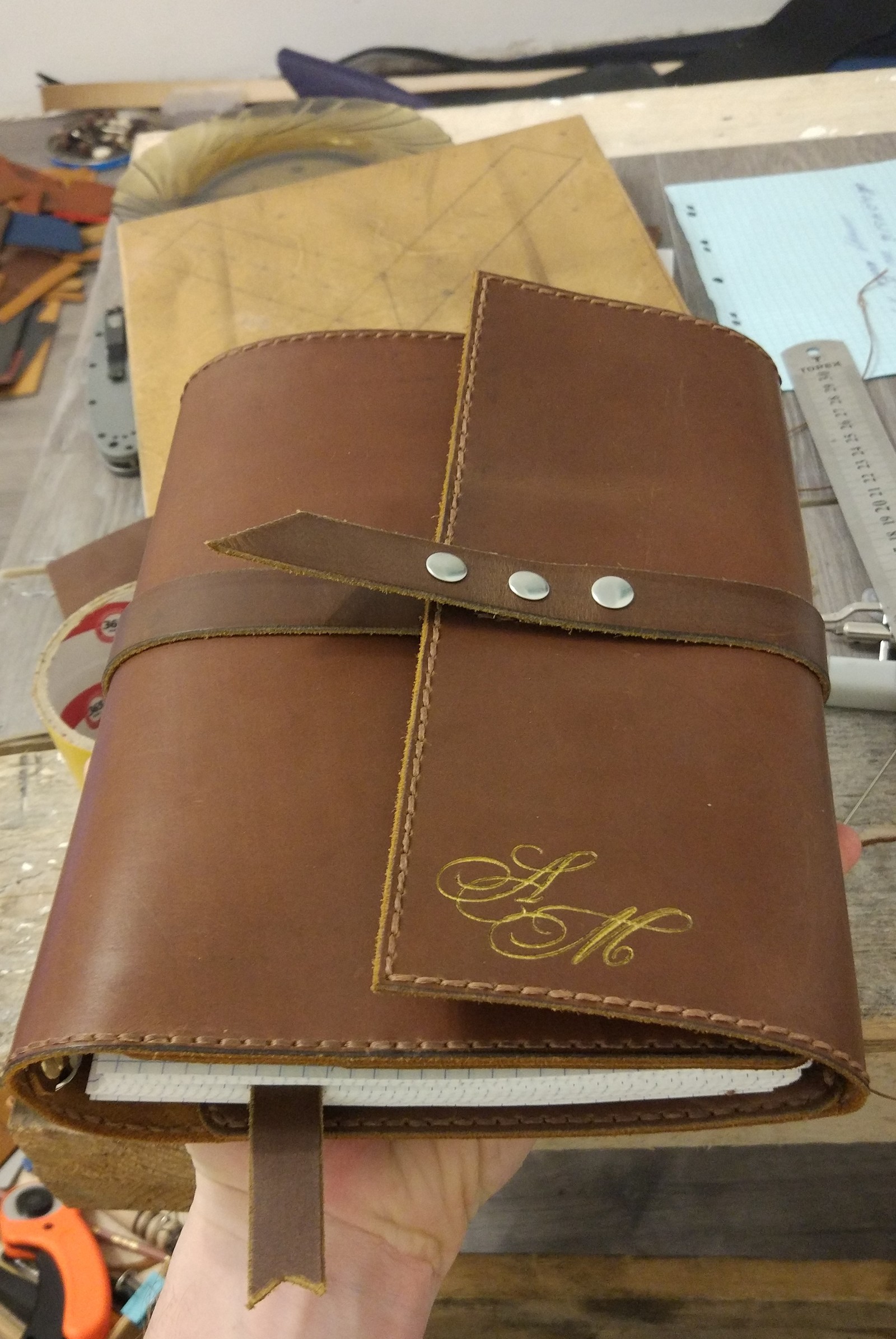 Leather organizer - My, Leather, Organizer, Needlework with process, Leather products, Hobby, Longpost