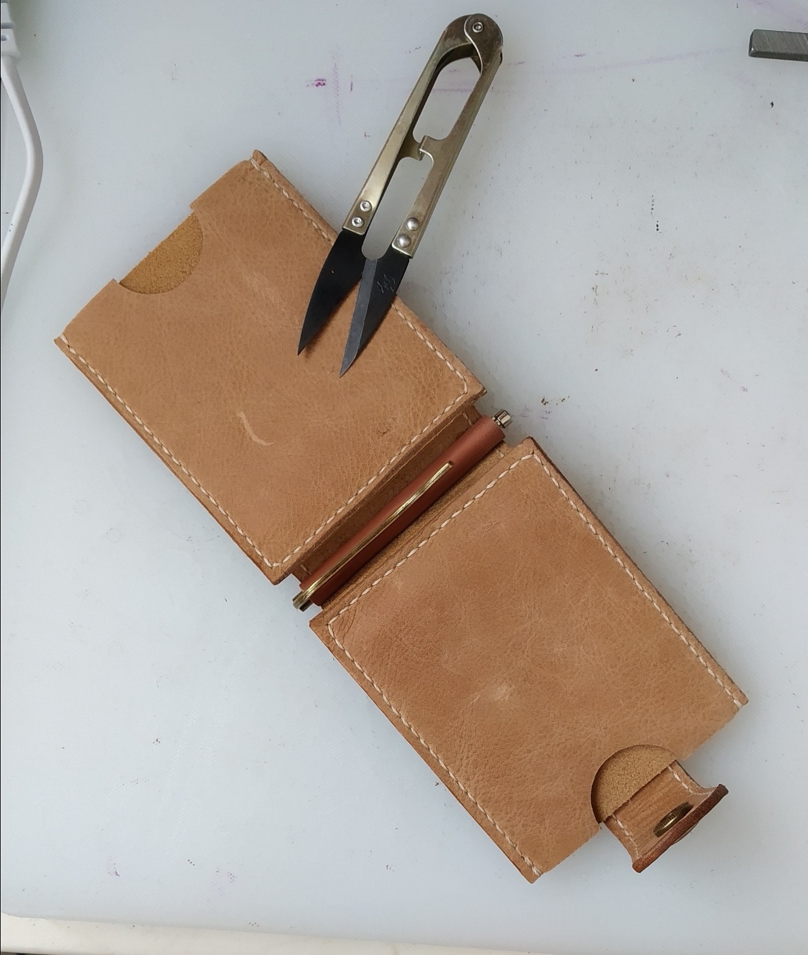 New job. - My, Handmade, Leather craft, Money clip, Longpost