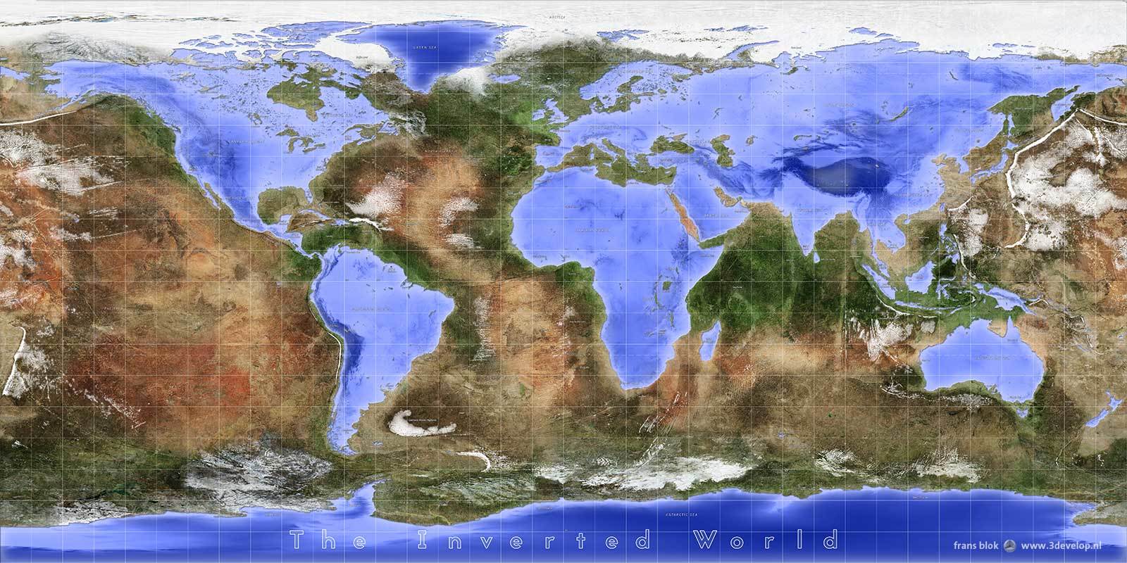 Как бы выглядела физическая карта мира если бы вода и суша поменялисьместами