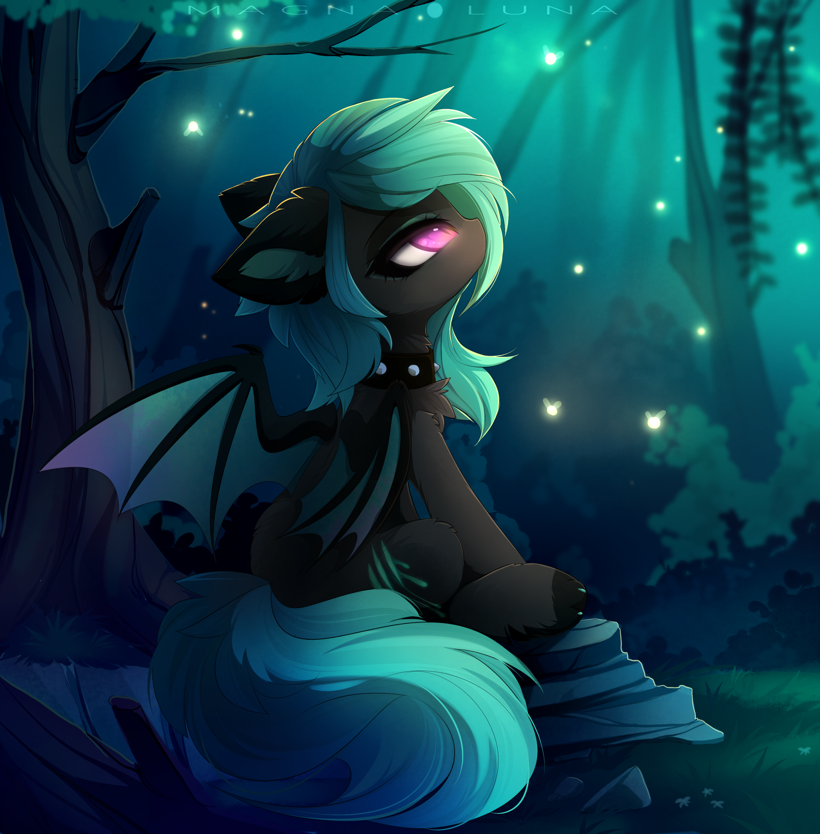 Fireflies - My little pony, PonyArt, Batpony, Original character, Magnaluna